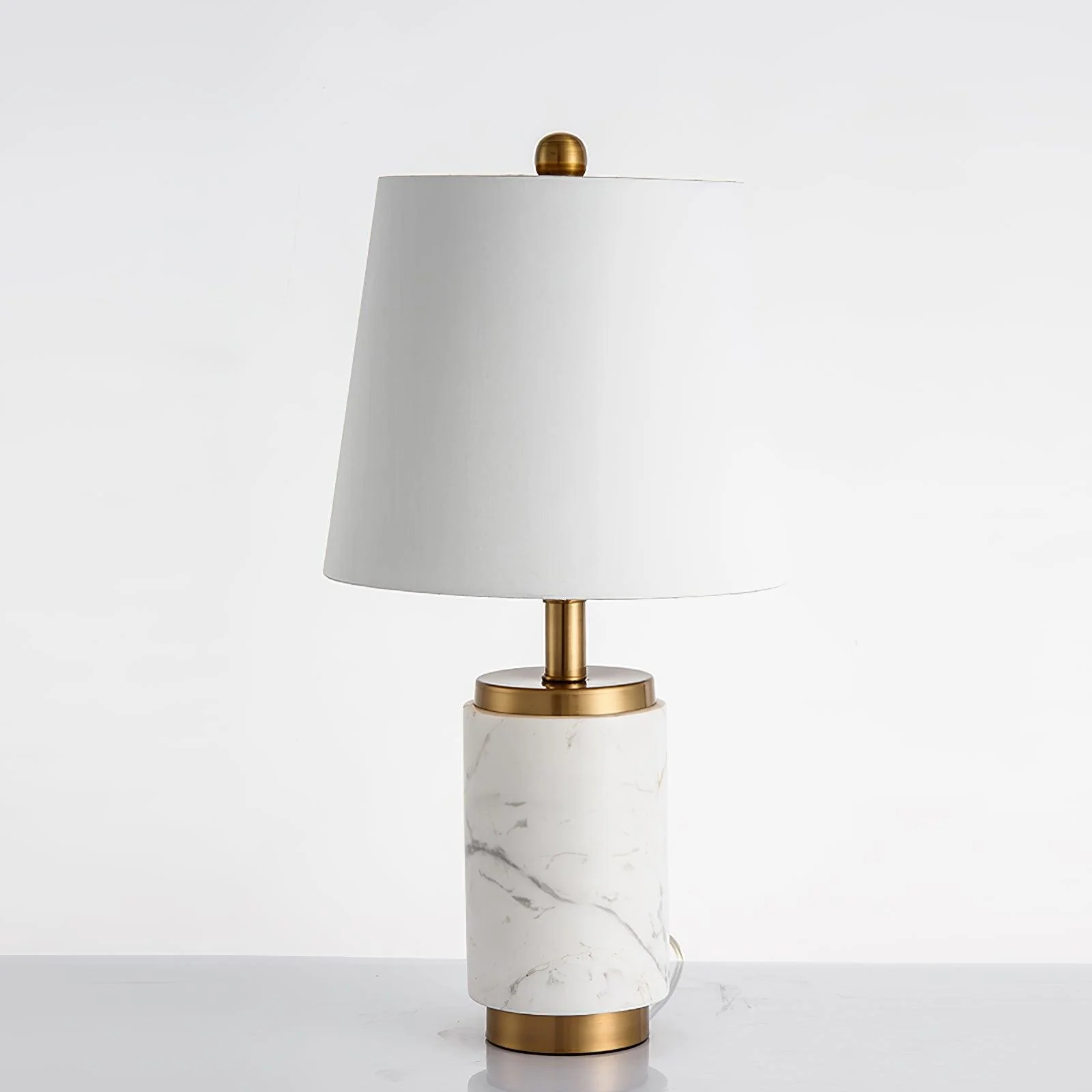 Joan Marble Table Lamp - ∅ 11″ x H 20.8″/ Dia 28cm x H 53cm / Black Marble / UK plug