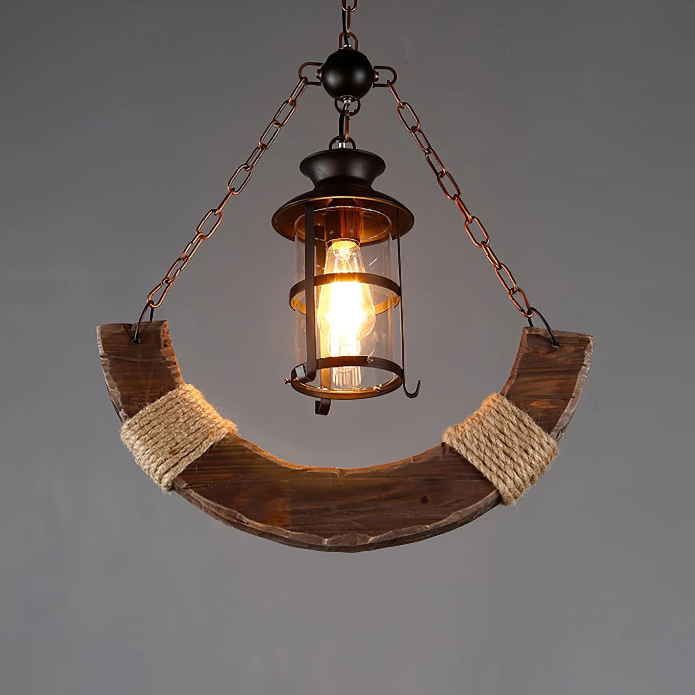 Люстра Nautical Industrial Style Wooden - модель C ∅55см x 100см,черный, дерево, прозрачное