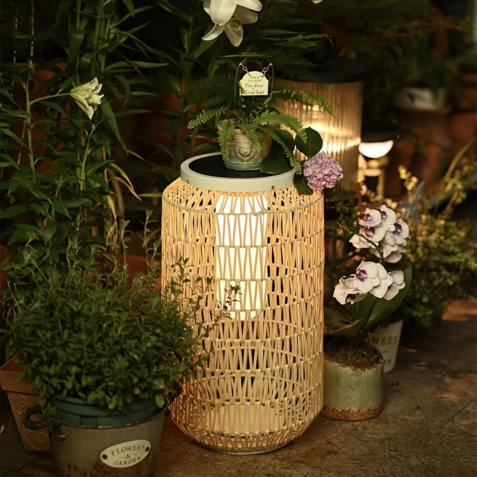 Настольный светильник Woven Rattan - модель A ∅31см x 52см, ротанг, теплый свет, проводной