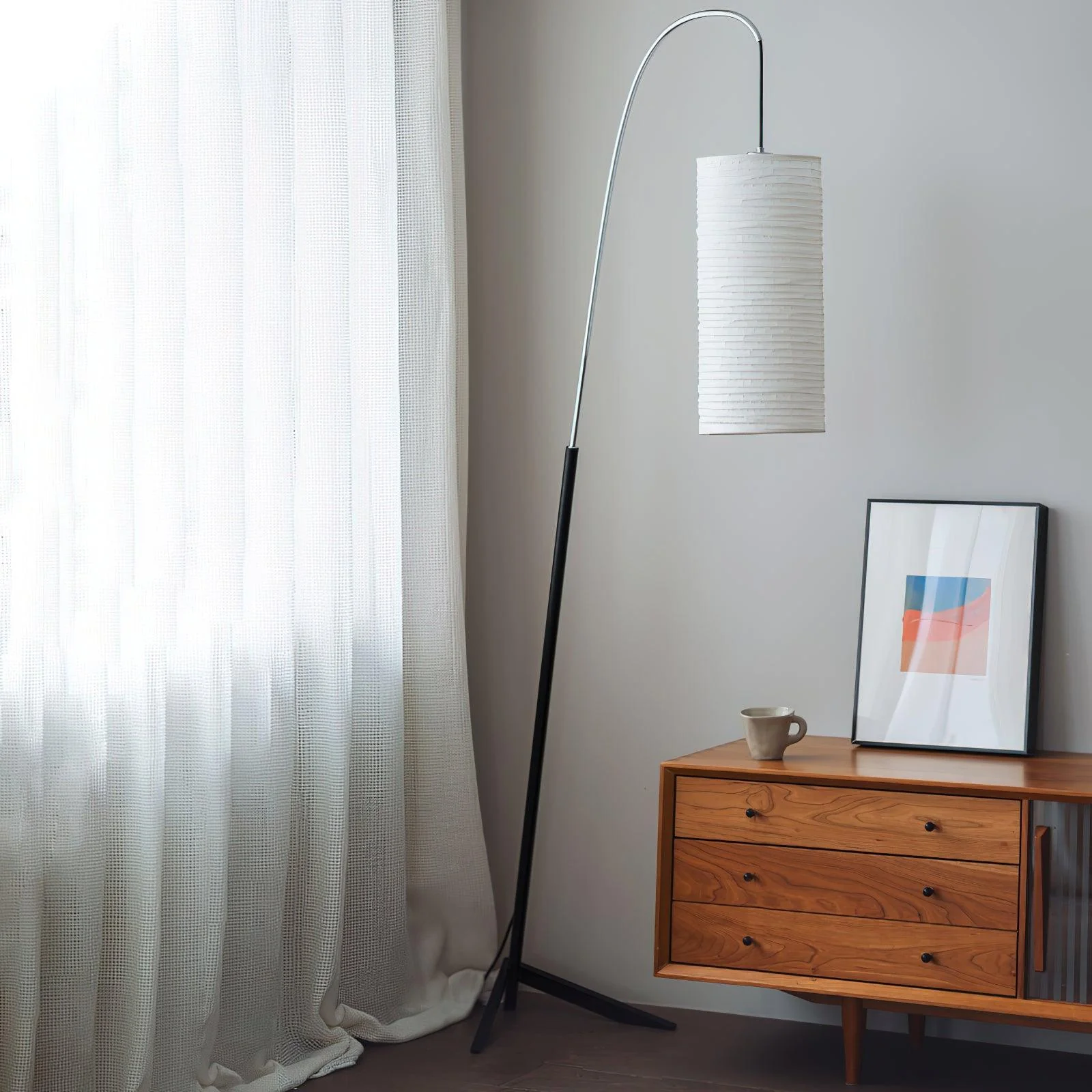 Kalmar Floor Lamp - ∅ 40.9″ x H 66.1″ / Dia 104cm x H 168cm / Black＆White / US plug