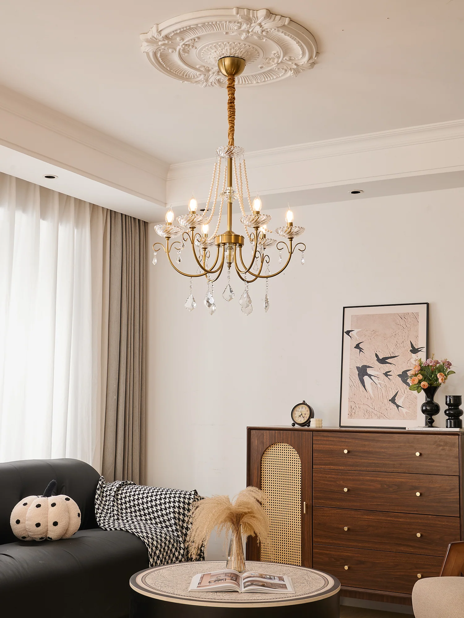 Люстра Imperial Pearl Crystal - 6 плафонов ∅72см x 65см, золотой, прозрачный