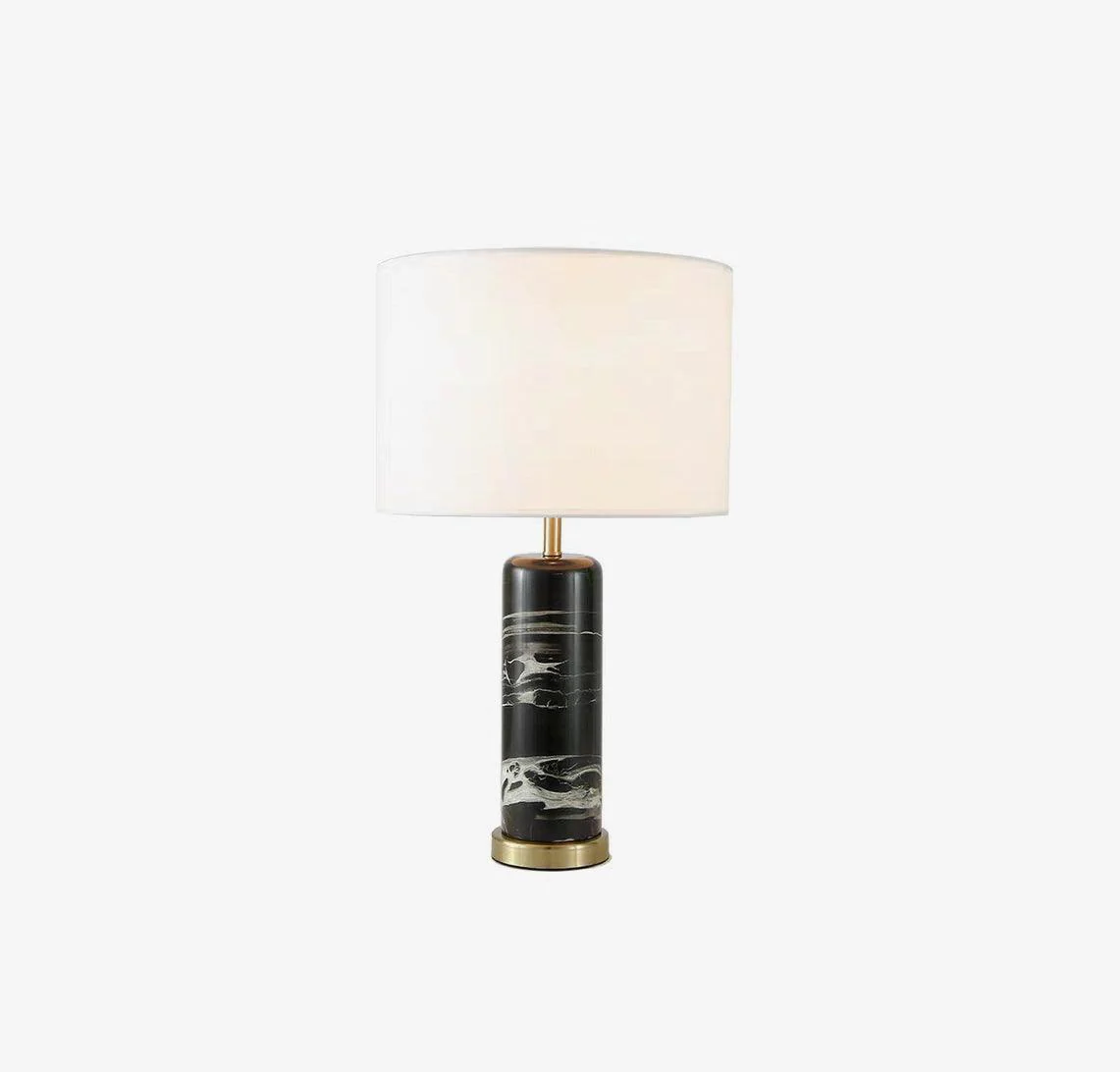 Cliff Table Lamp - ∅ 14.9″ x H 25.5″ / Dia 38cm x H 65cm / Gold+Black Marble / US plug
