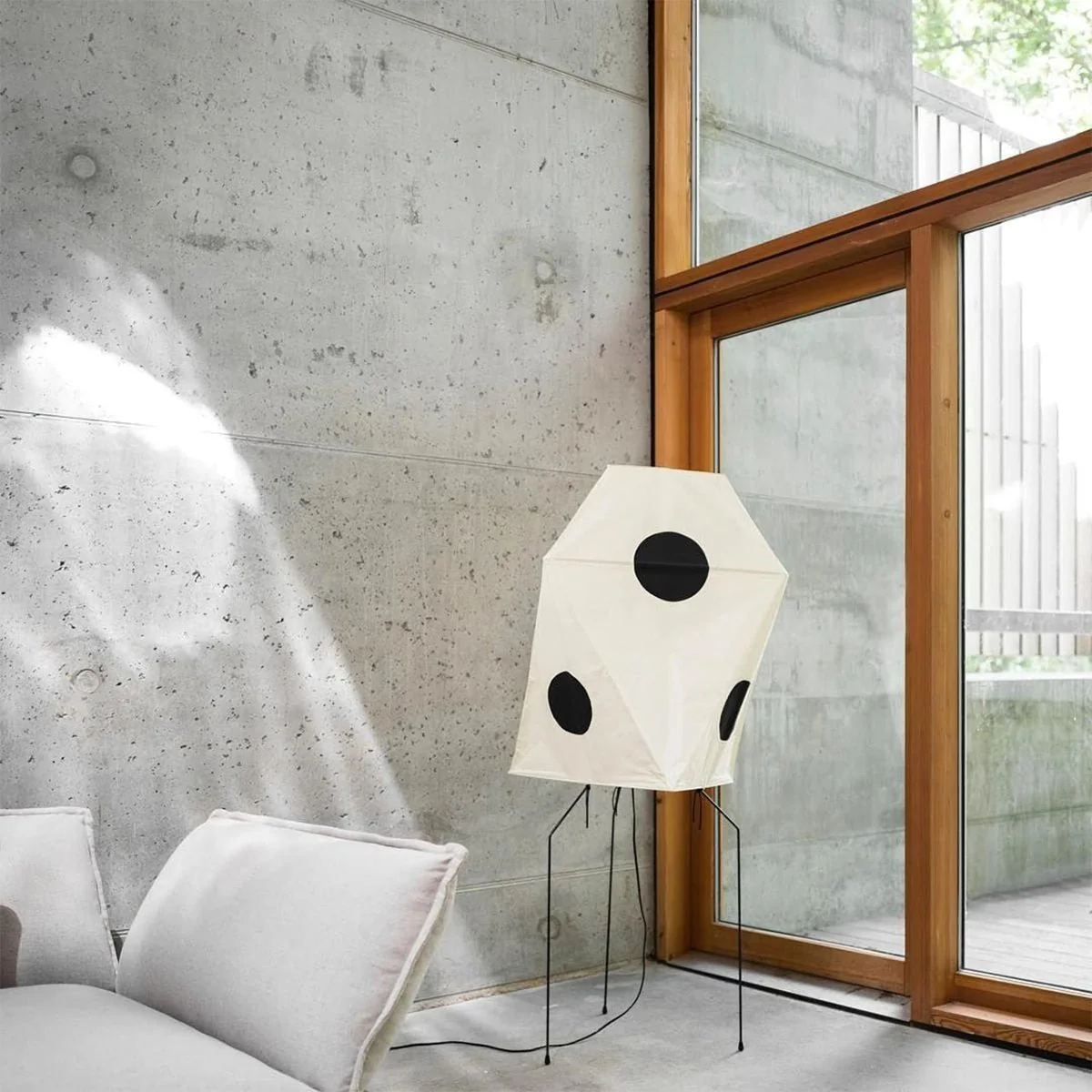 Торшер Origami Lantern - ∅56см x 34см, черный, белый