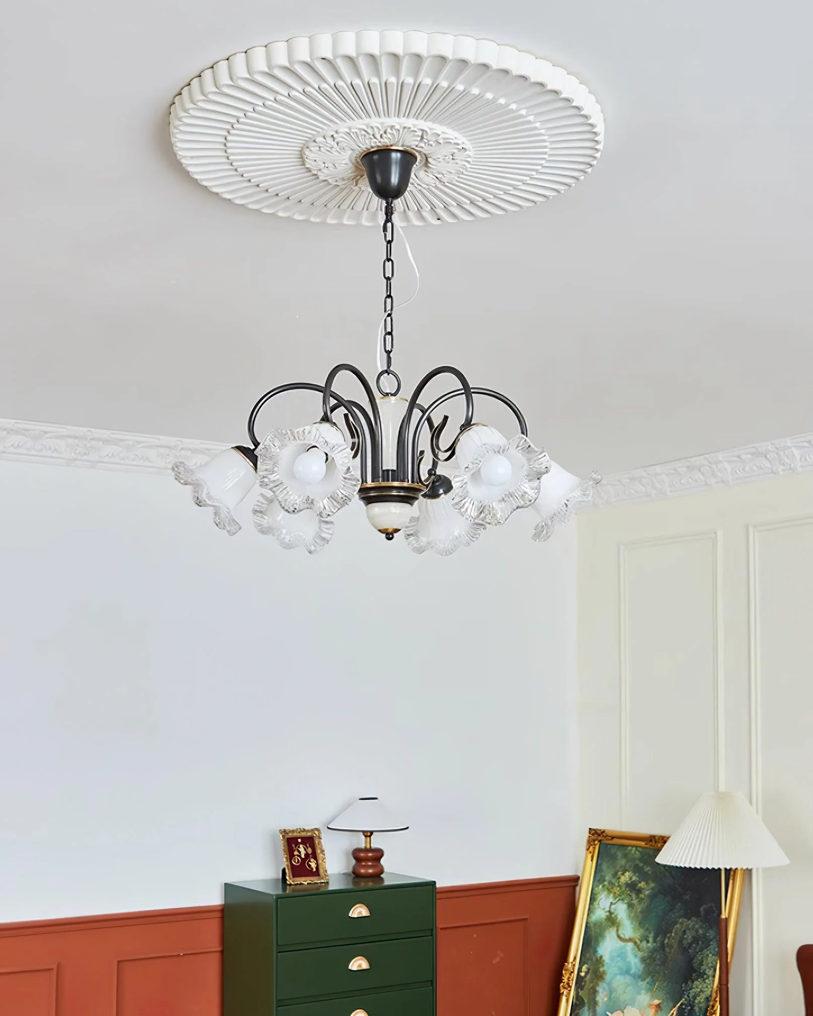Люстра Luce Black - 3 подвеса ∅68см x 32см, черный, белый
