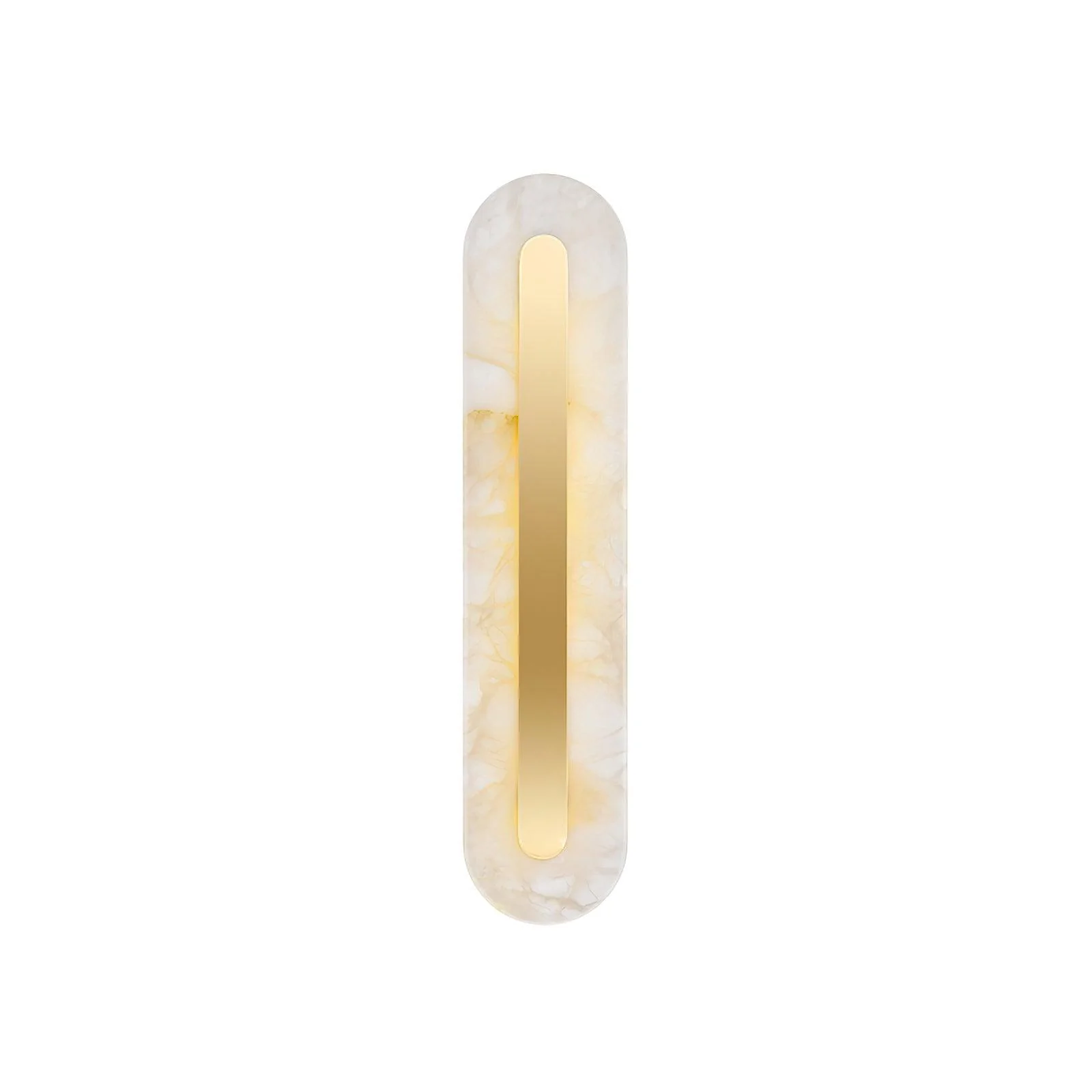 Alabaster Rounded Wall Light - ∅ 5.5″ x H 23.6″ Set of 2 / White＆Brass / Warm Light