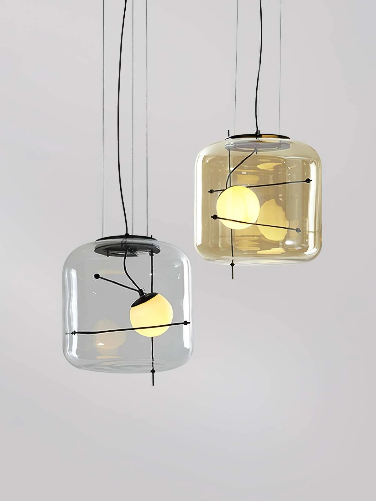 Подвесной светильник Plot Glass - ∅38см x 28см, прозрачный, черный