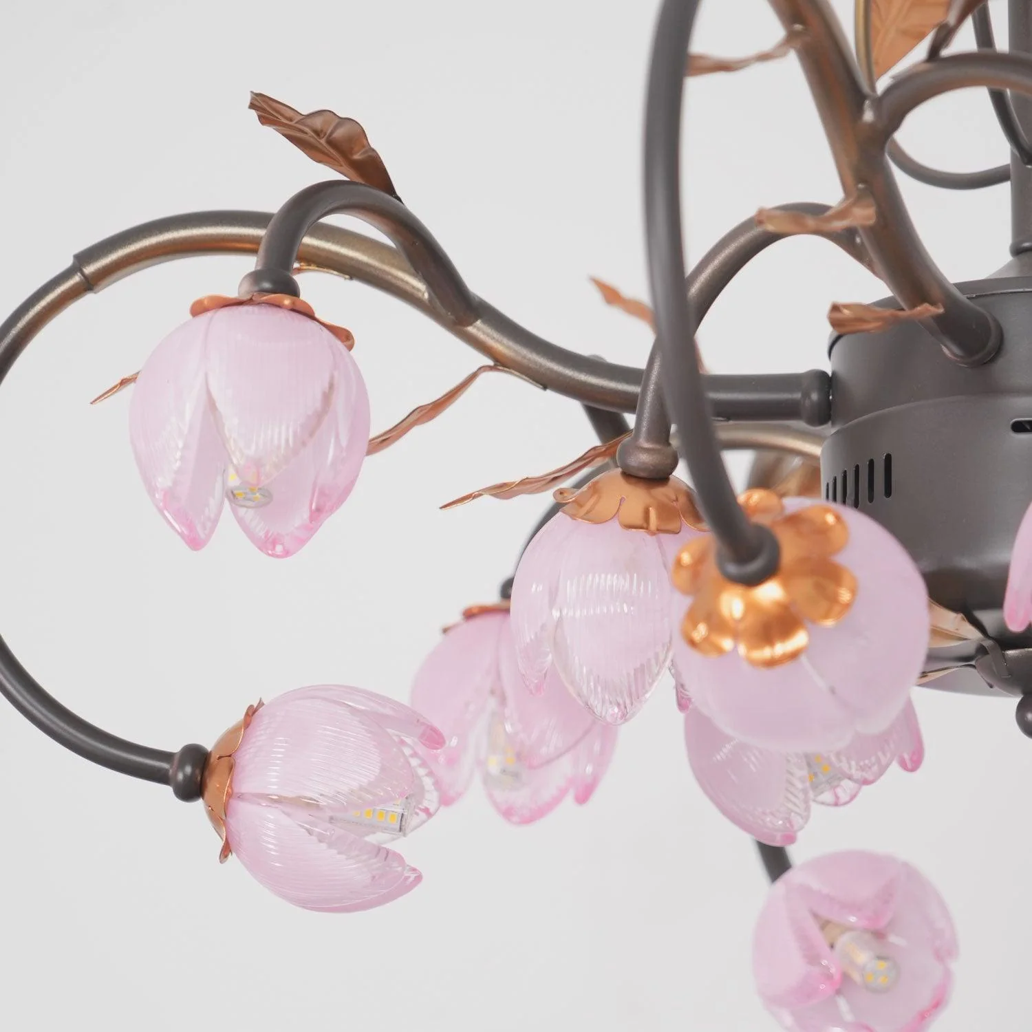 Люстра Eden's Blossom - 15 подвесов ∅80см x 50см, черный, золотой, розовый цветок