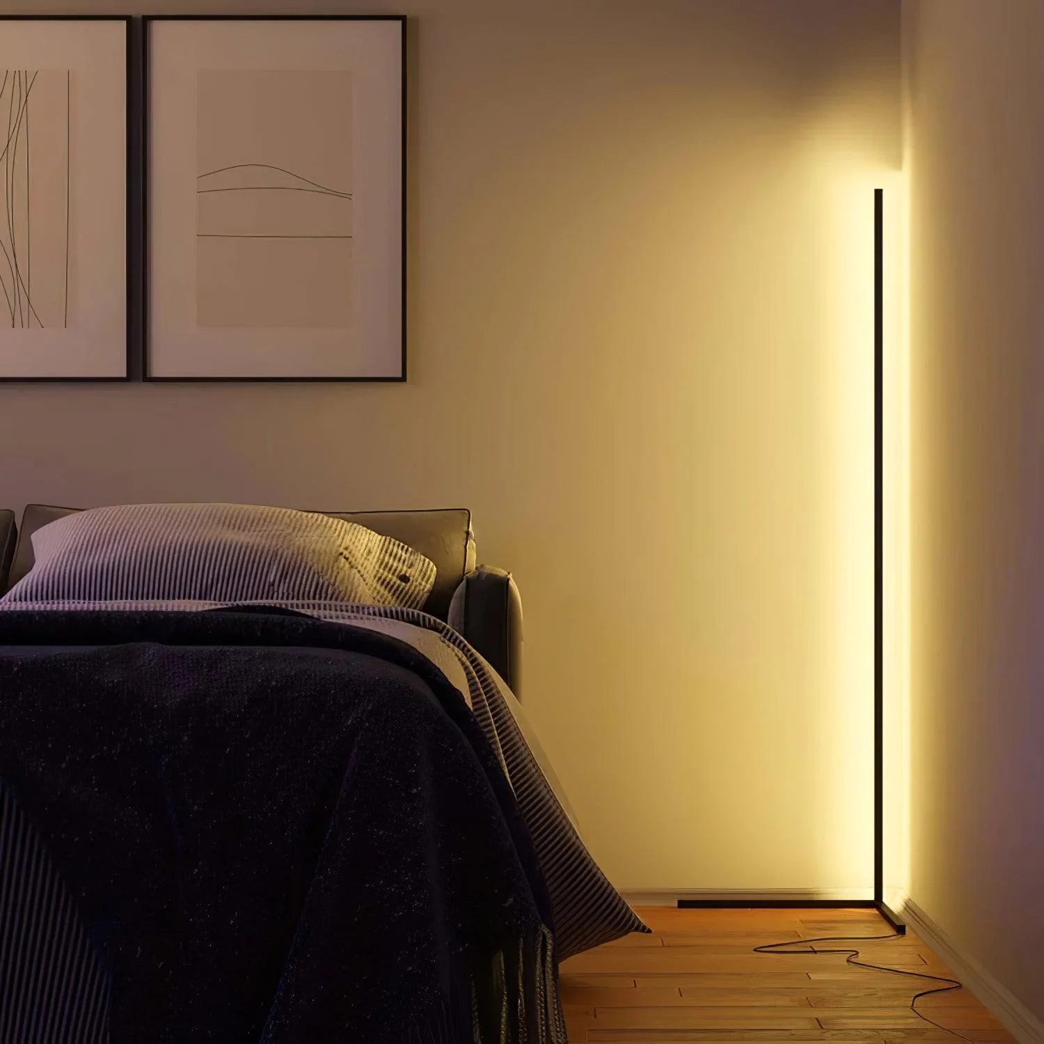Торшер Minimalist LED - ∅40см x 140см, черный, диммер, пульт ДУ