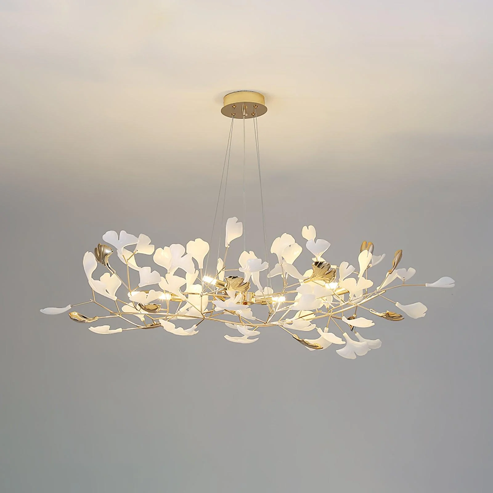 Люстра Gingko R - модель C, 120см x 45см x 45см, золотой, белый