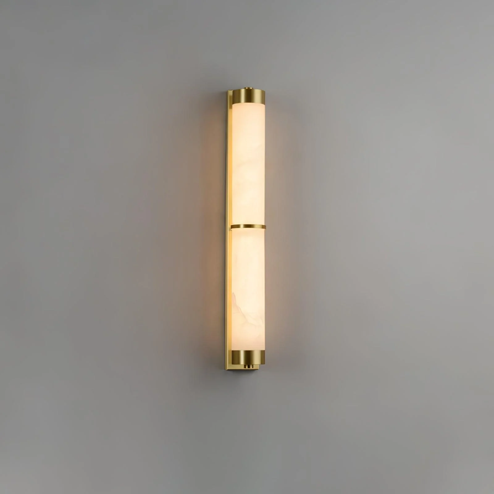 Настенный светильник Cylindra Alabaster Brass - модель B, ∅8см x 60см, черный, белый, холодный свет