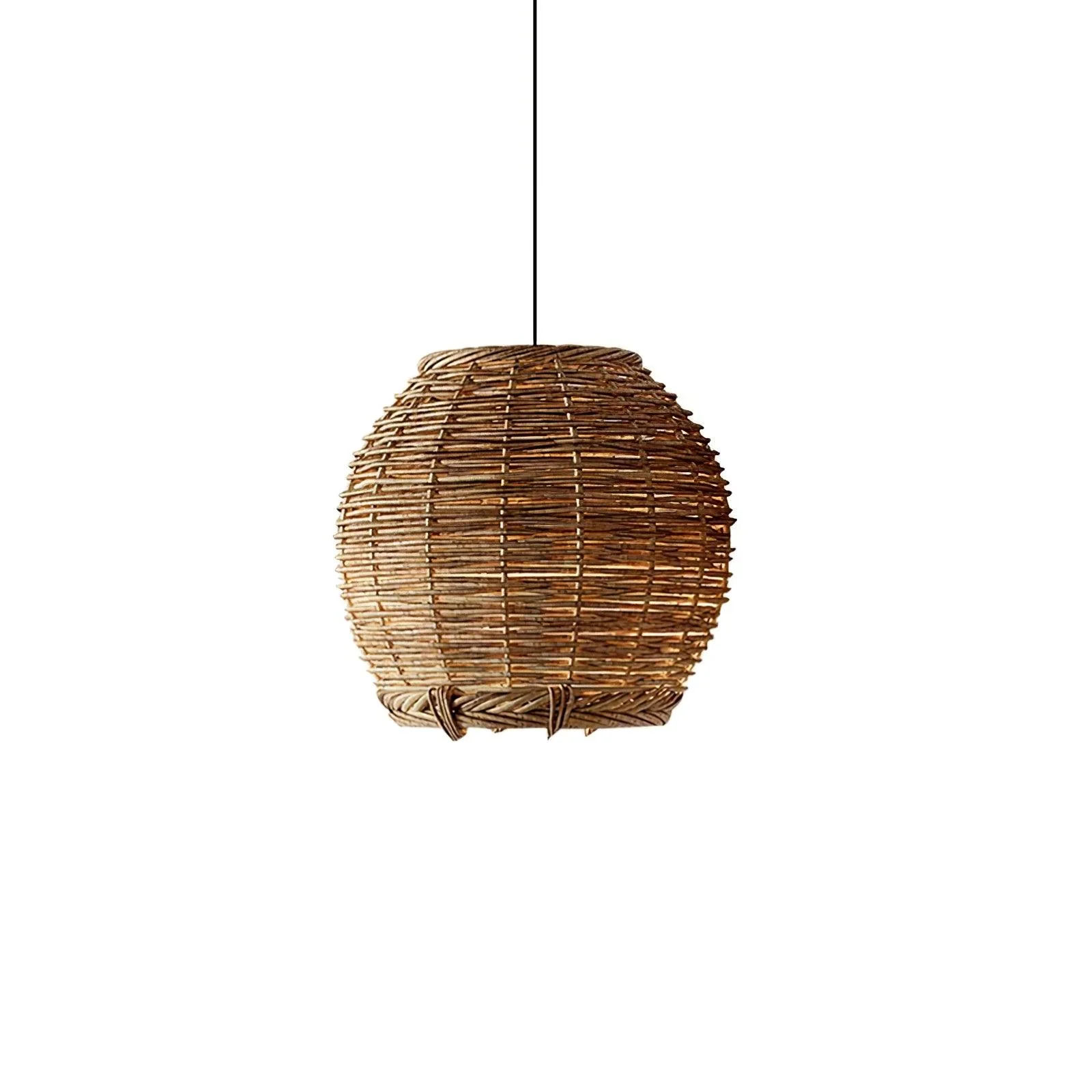 Подвесной светильник Hues Wicker - модель C, ∅50см x 150см, темный натуральный ротанг, черный