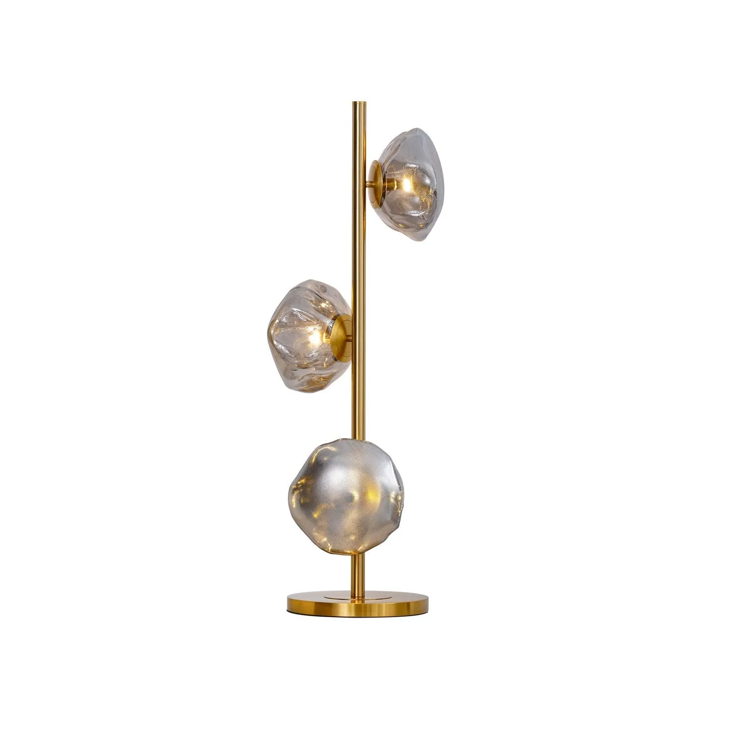 Glass Petals Table Lamp - ∅ 13.8″ x H 35.4″ / Dia 35cm x H 90cm / Gold+Smoke gray / US plug