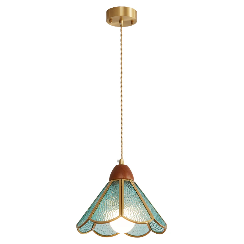 Подвесной светильник Tiffany Stained Glass - модель E, ∅22см x 35см, золотой