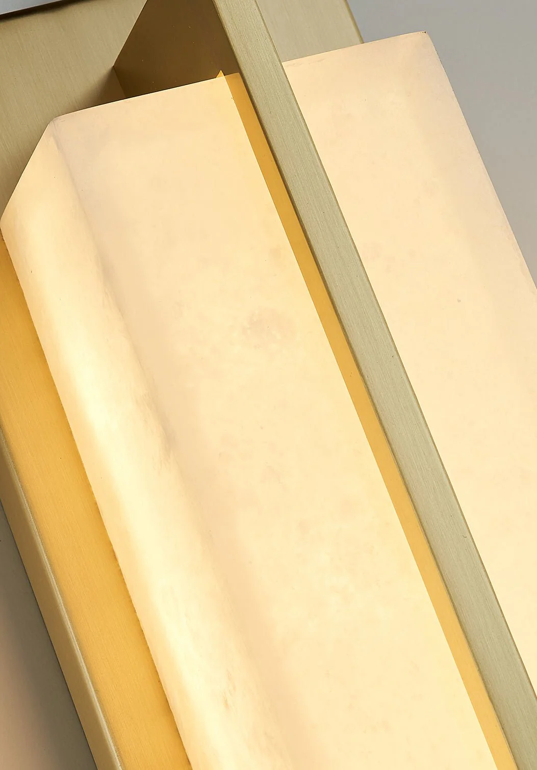 Rectangular Alabaster Brass Wall Sconce - ∅ 4.7″ x H 31.5″ / Dia 12cm x H 80cm / Black & Warm Light / Set Of 2