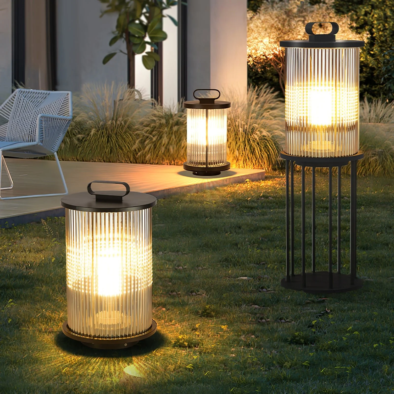 Садовый светильник Lantern - ∅30см x 120см, черный, прозрачный