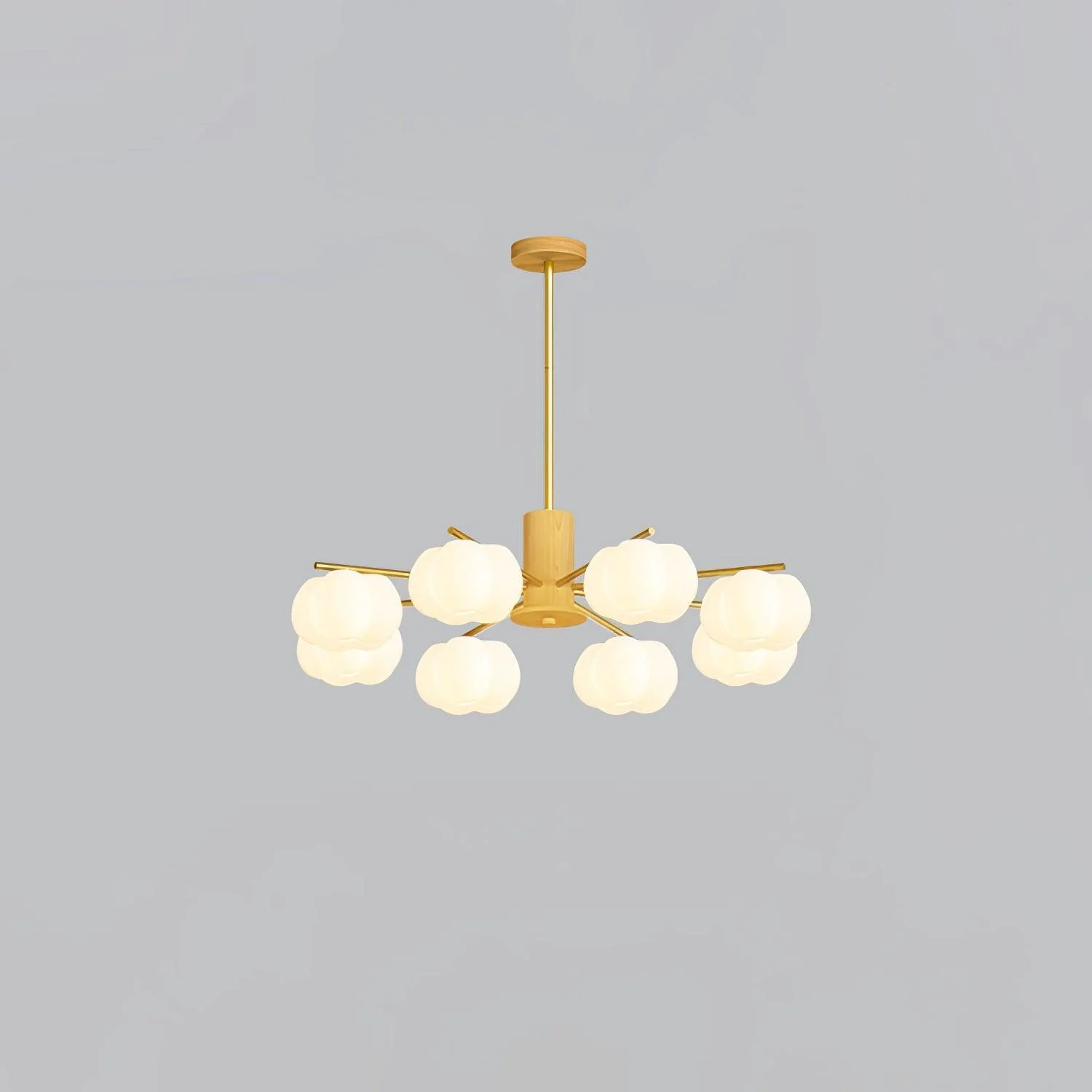 Люстра Wooden Cotton Balls - 5 плафонов ∅66см x 53см, дерево, золотой, белый