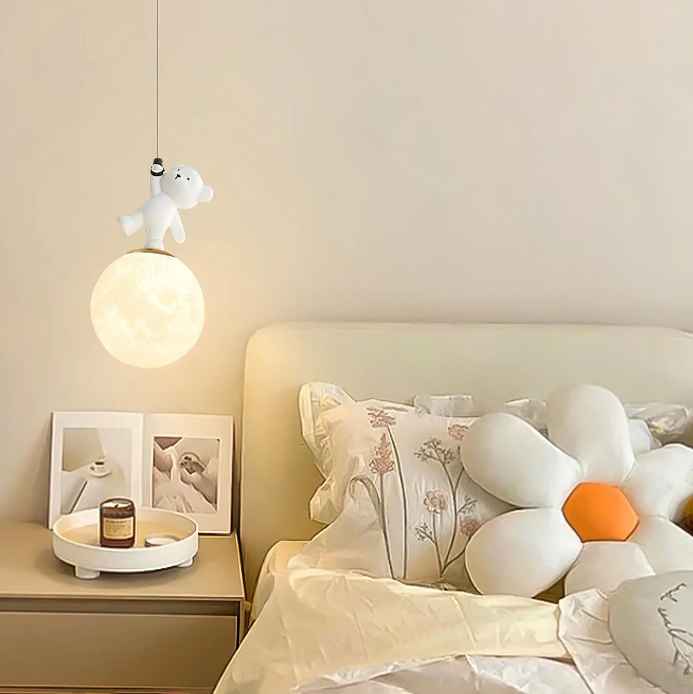 Подвесной светильник Animal And Moon - White dolphin ∅15см х 27см, хром