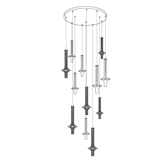 Подвесной светильник Wonder Suspension - 6 плафонов ∅60см x 150см, золотой, дымчато-серый