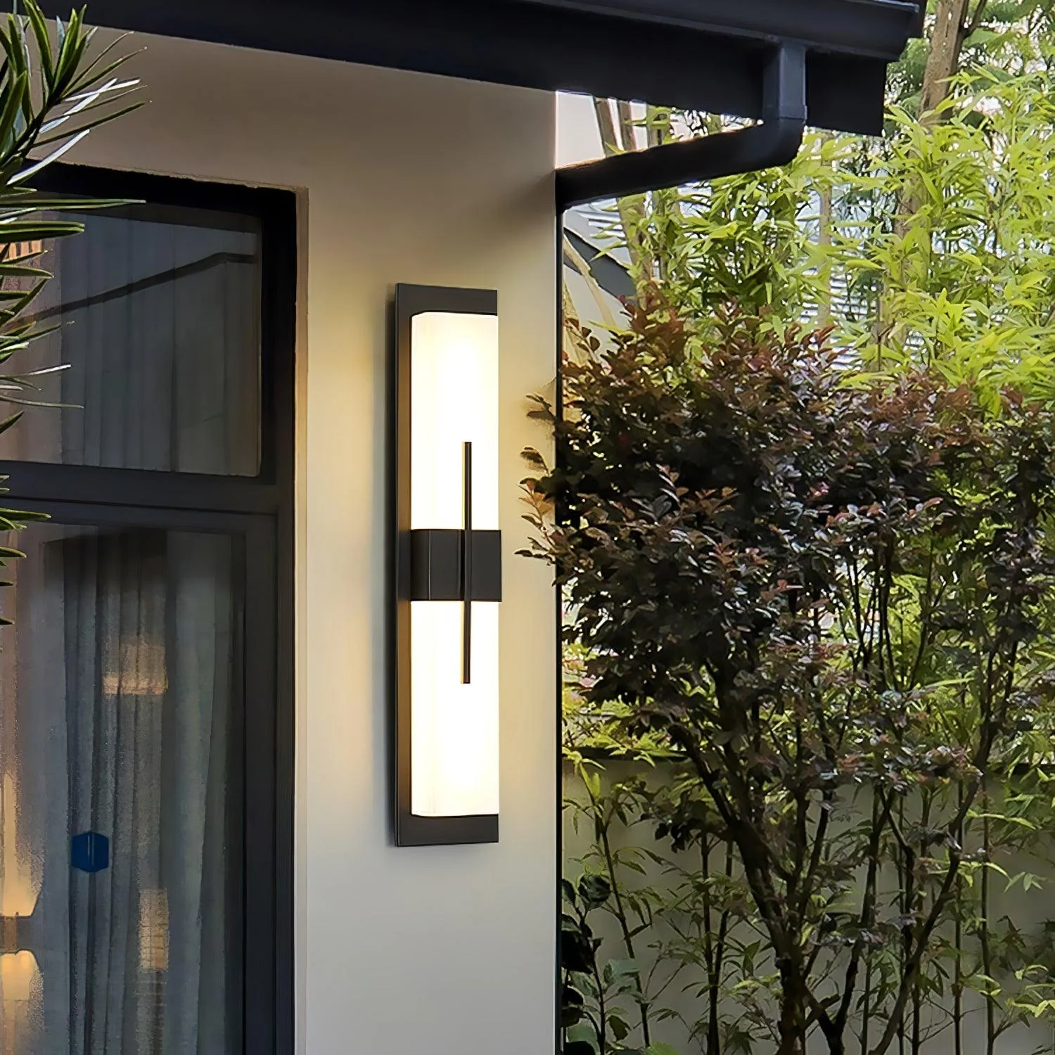 Possini Outdoor Wall Light - Set of 2 / Black & White / Cool Light