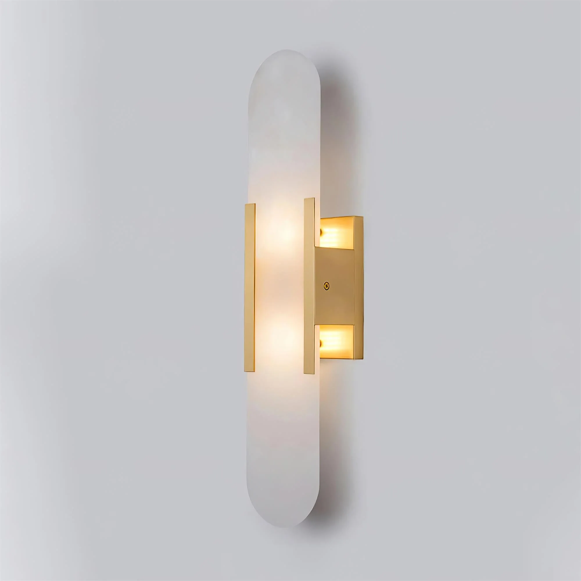 Melange Elongated Alabaster Wall Lamp - Dia 10cm x H 35cm Set of 2 / Black