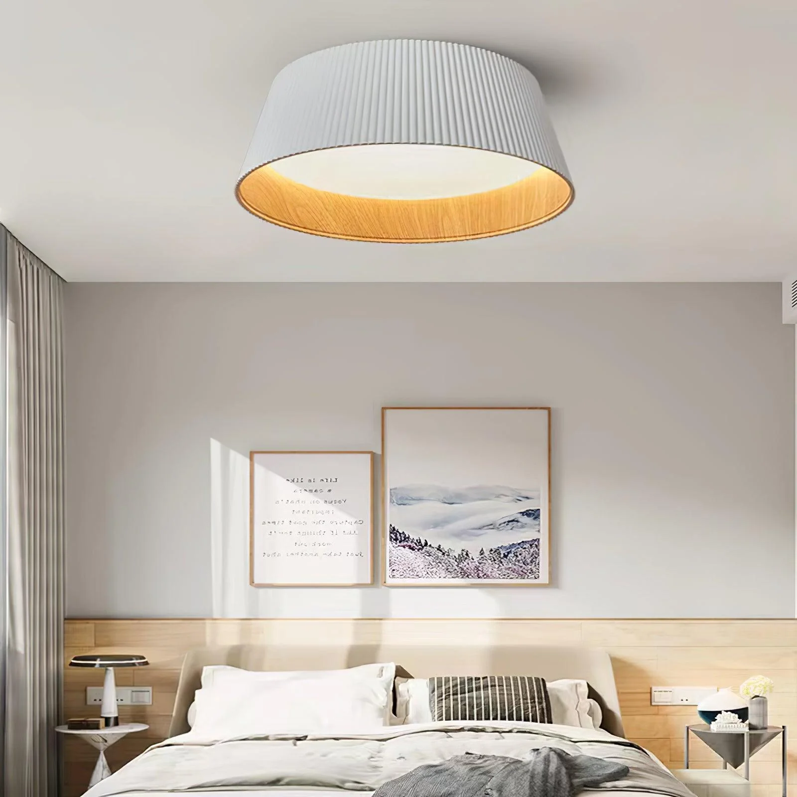 Потолочный светильник Modern Ribbed - ∅46см x 15см, черный, холодный свет
