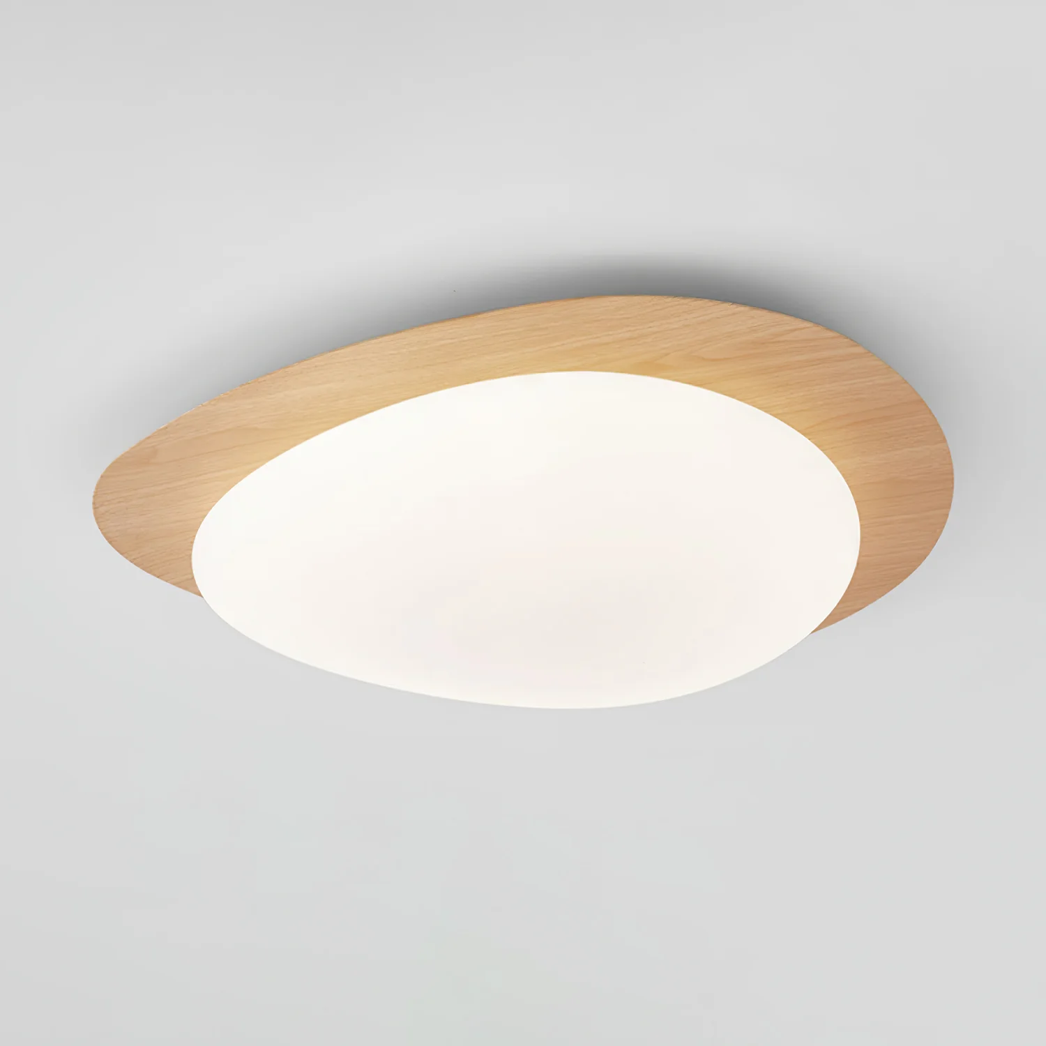 Потолочный светильник Pebble Walnut - ∅58см x 8см, рисунок под натуральное дерево (гидрографика), теплый свет