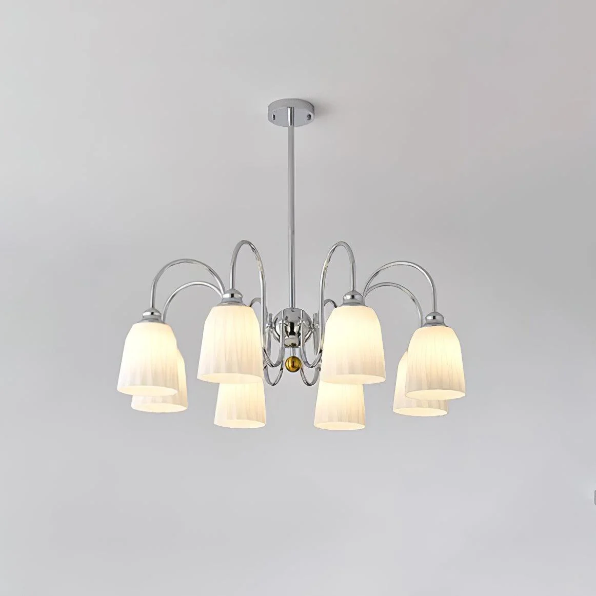 Люстра Bauhaus Pleated - 5 источника света ∅66см x 53см, хром, белый