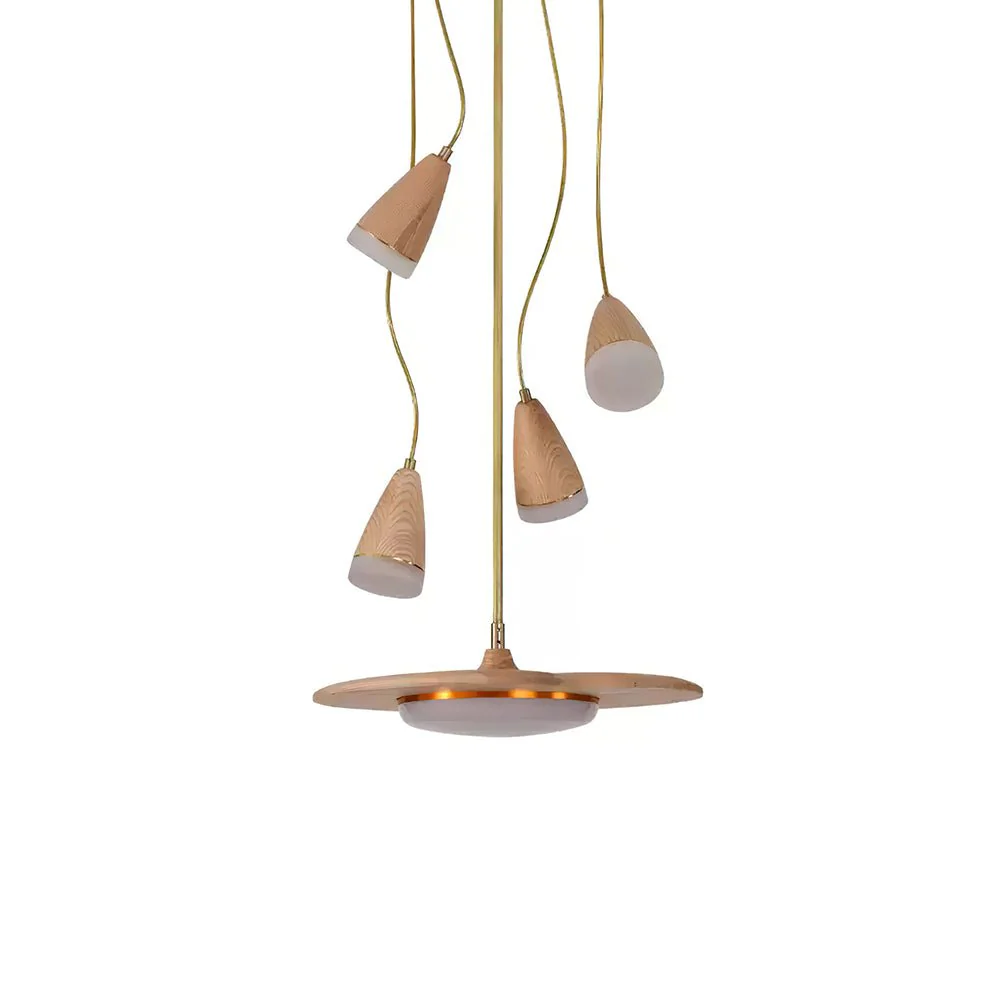 Люстра Calder Blossom - 1 подвес ∅38см x 100см, орех, теплый свет