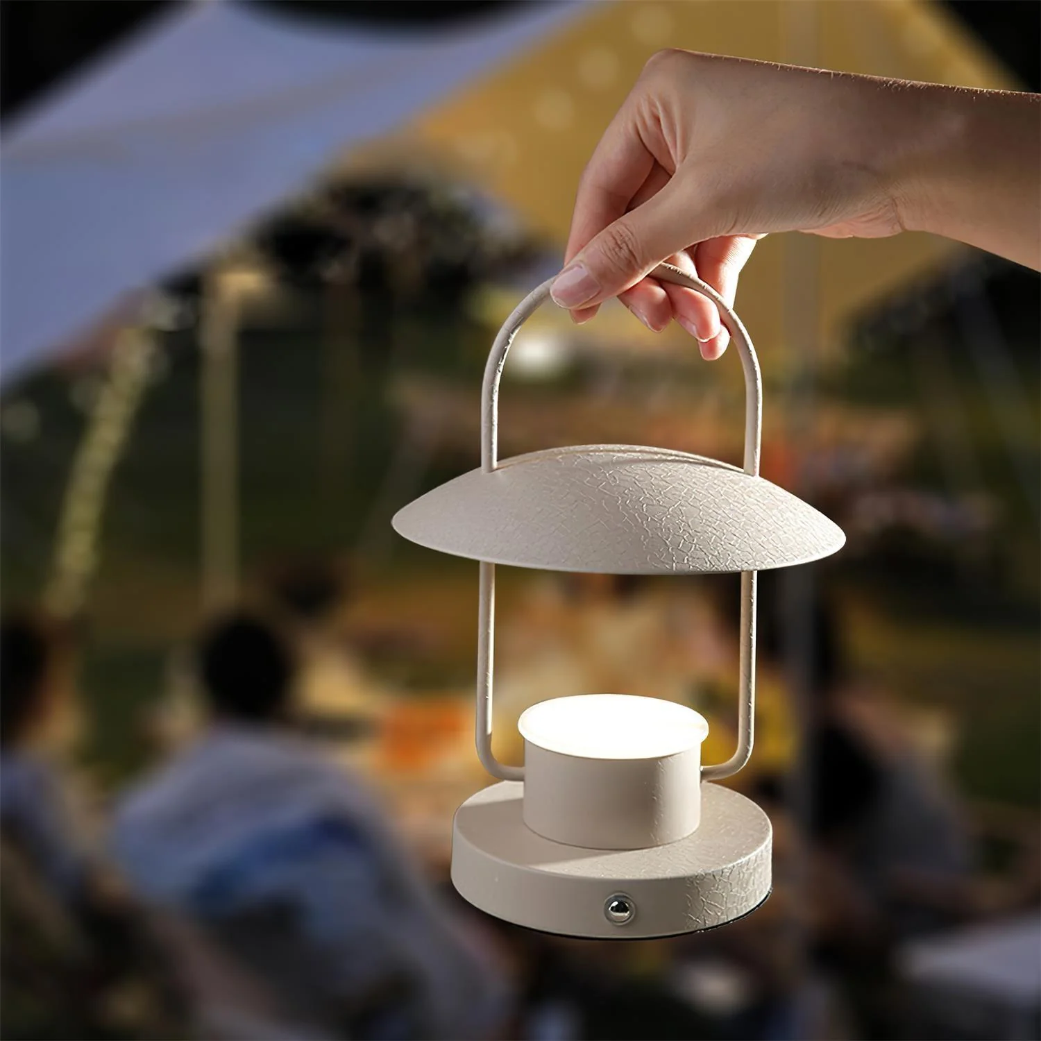 Настольный светильник Ray Portable Built-in Battery - ∅15см x 22см, светло-серый, сенсорный выключатель