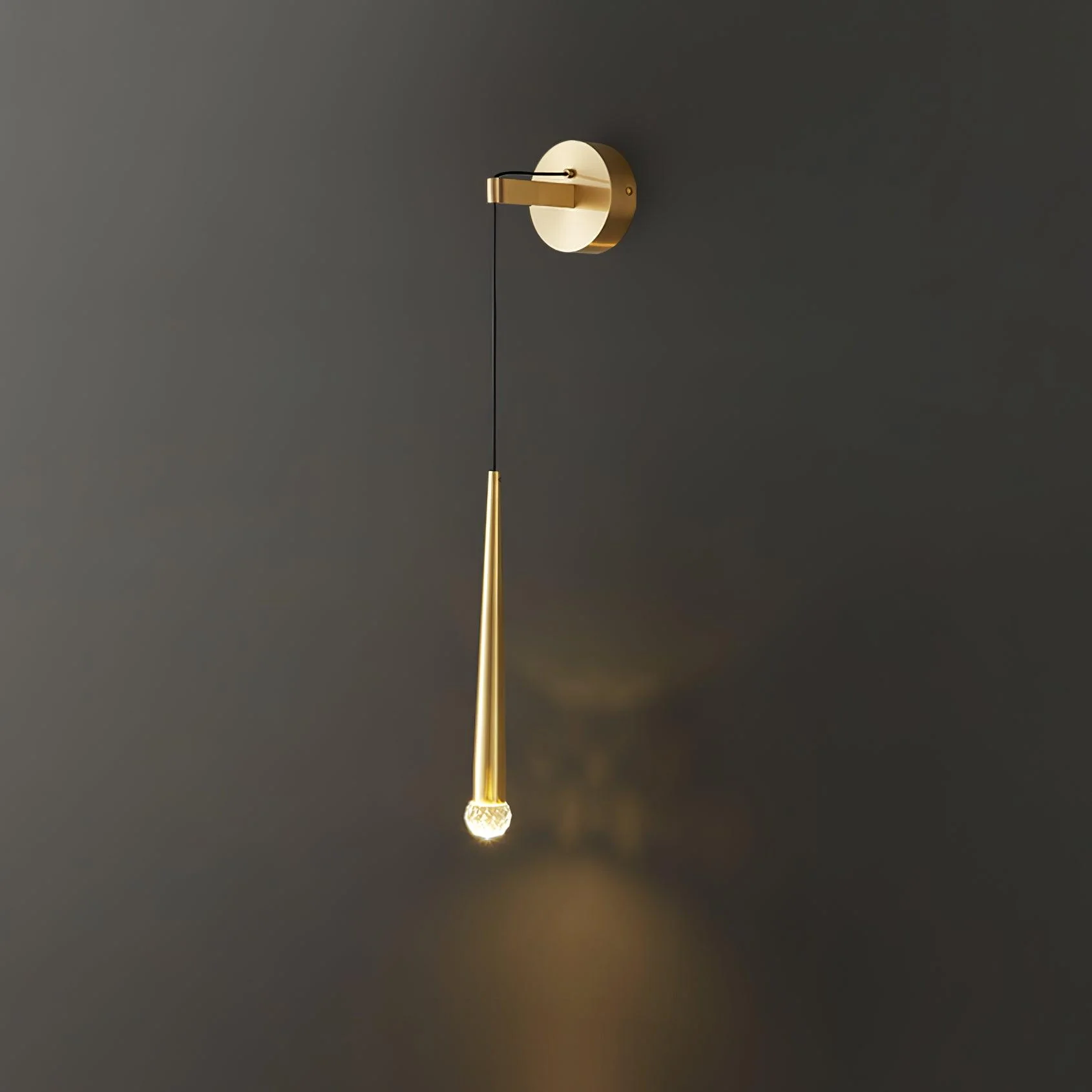 Crystal Conical Wall Lamp - Model B Set of 2 / Brass / Three-Color Changing Light