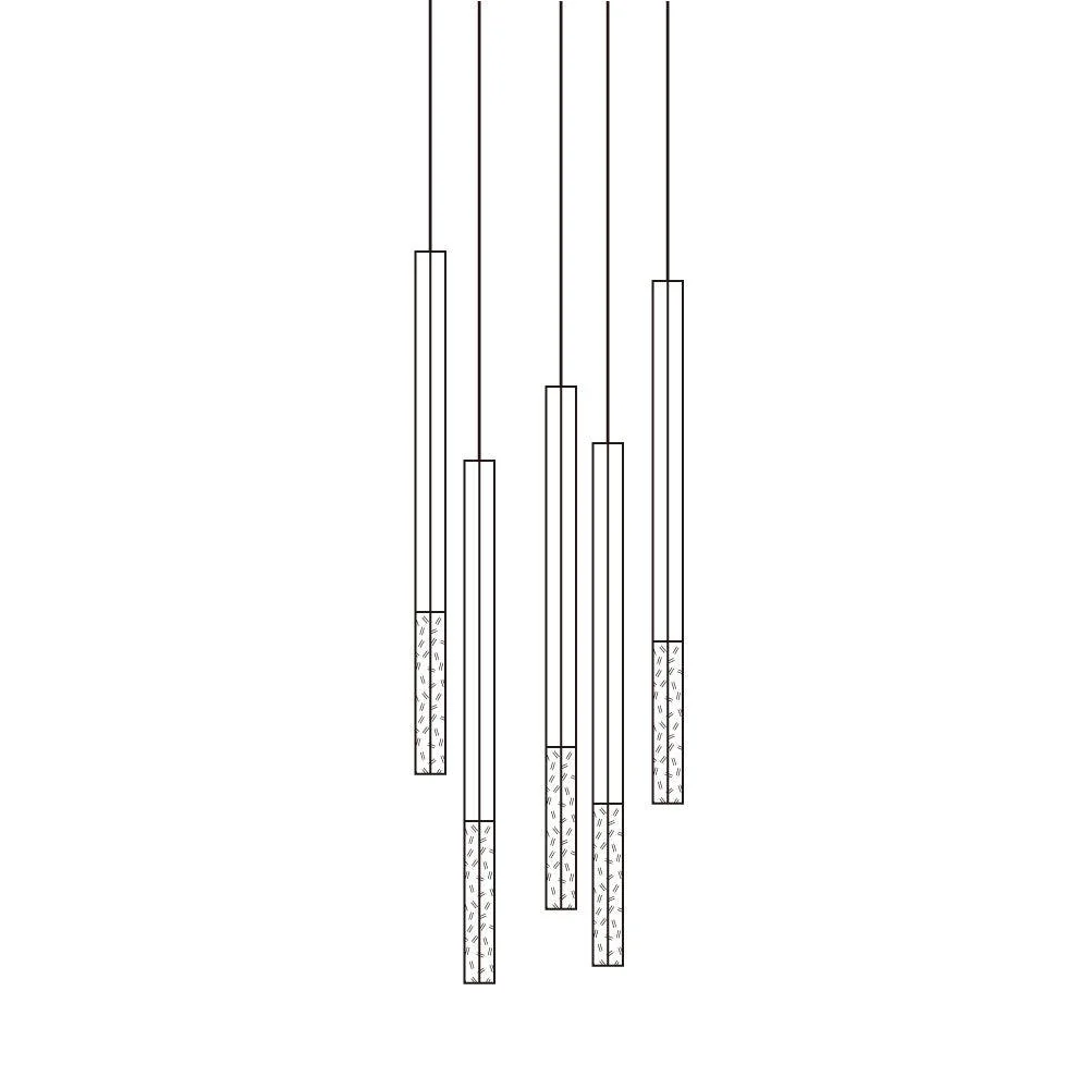Подвесной светильник Shine Vertical Plumage Suspension - 5 плафонов ∅30см x 200см, черный, теплый свет