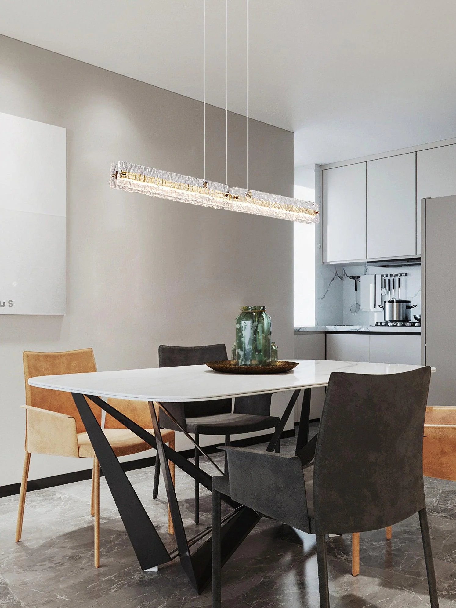 Подвесной светильник Capuccio LED Linear - 127см x 5см x 8см, черный, холодный свет