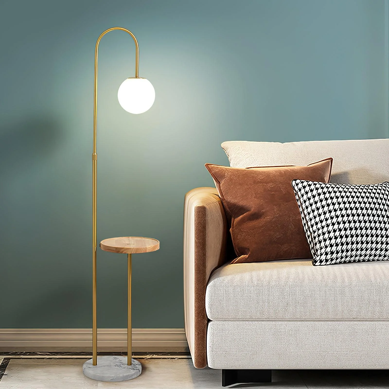 Торшер Small Bubble Table - ∅30см x 170см, золотой