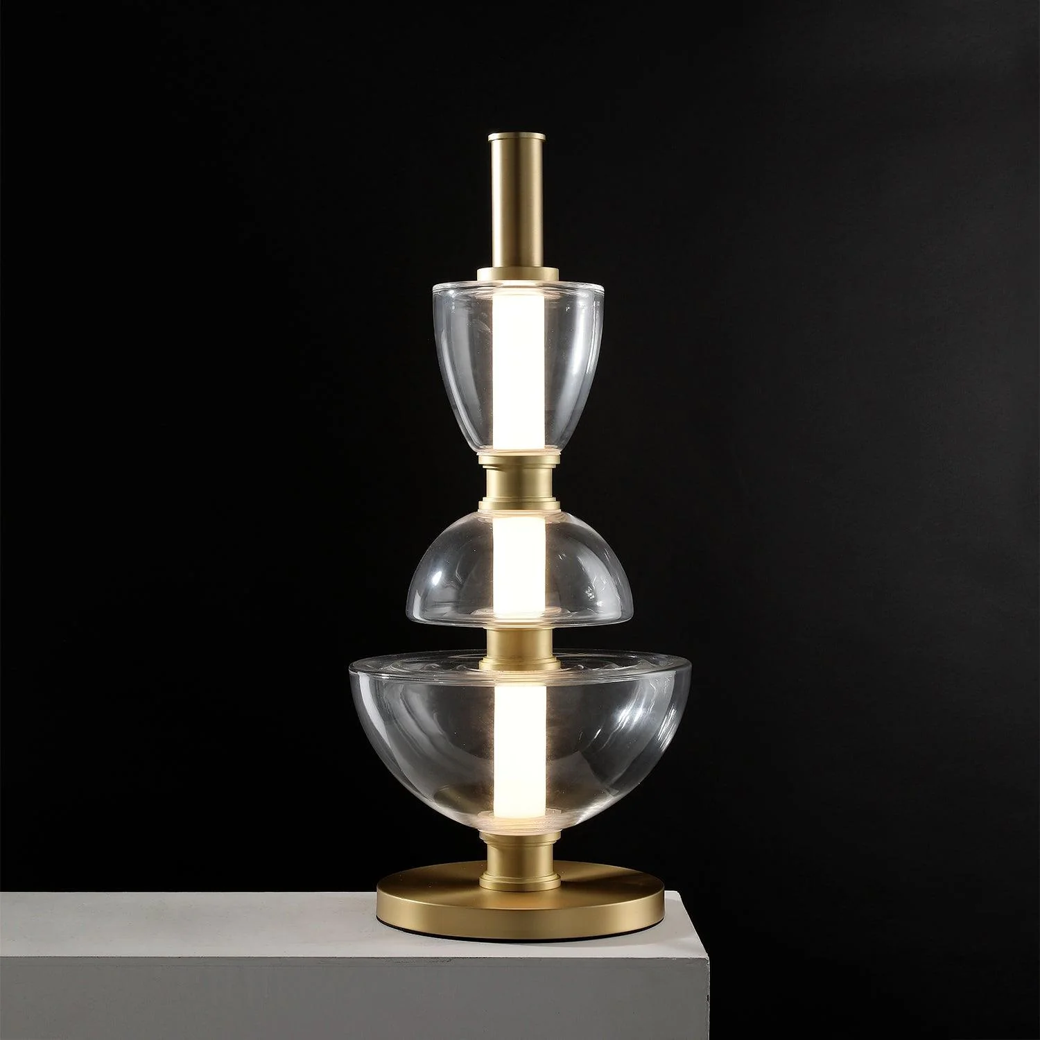 Symbol Table Light - ∅ 7.9″ x H 19.7″ / Dia 20cm x H 50cm / Gold + Amber / AU plug