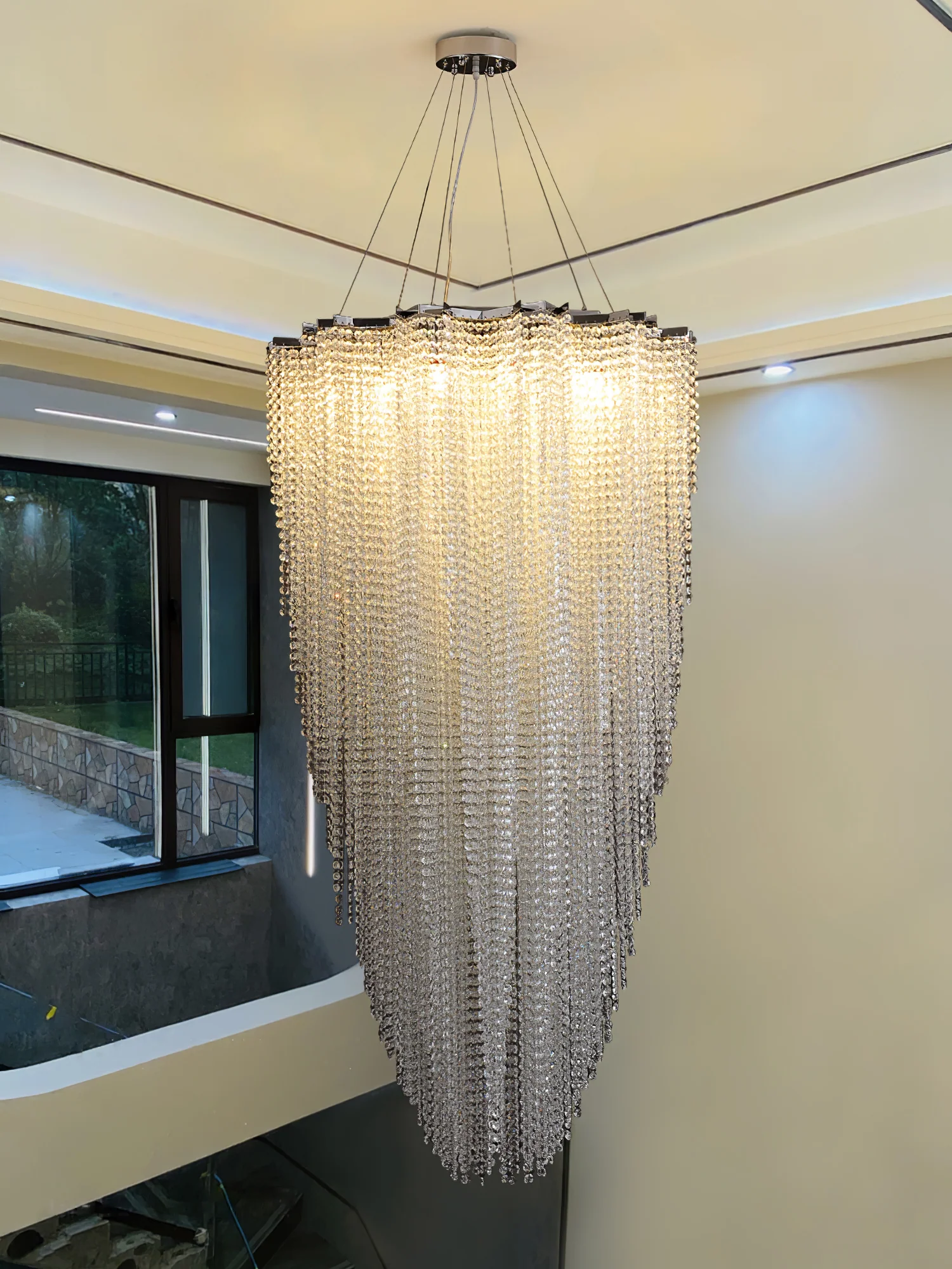 Люстра Stalizi Crystal - ∅80см x 150см, хром, прозрачный кристалл