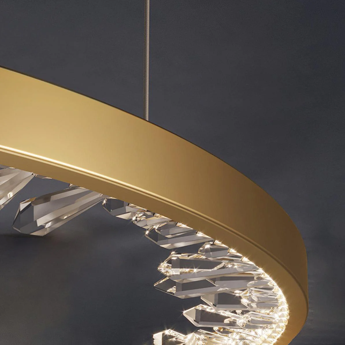 Люстра Luxury Circle Crystal - ∅80см x 4см, золотой, теплый свет