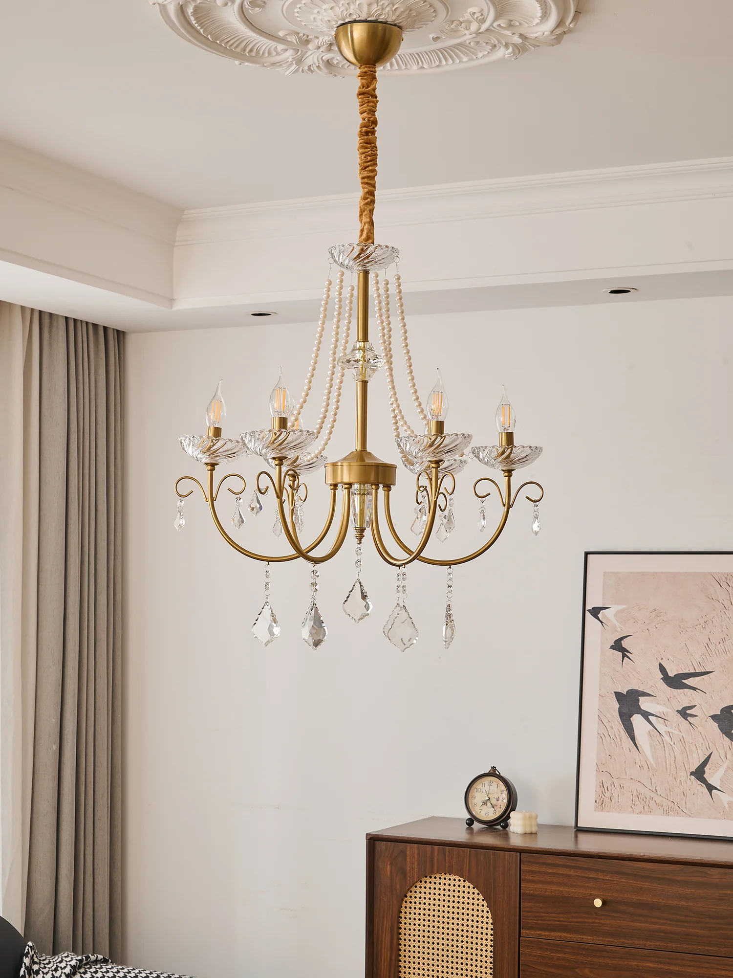 Люстра Imperial Pearl Crystal - 6 плафонов ∅72см x 65см, золотой, прозрачный