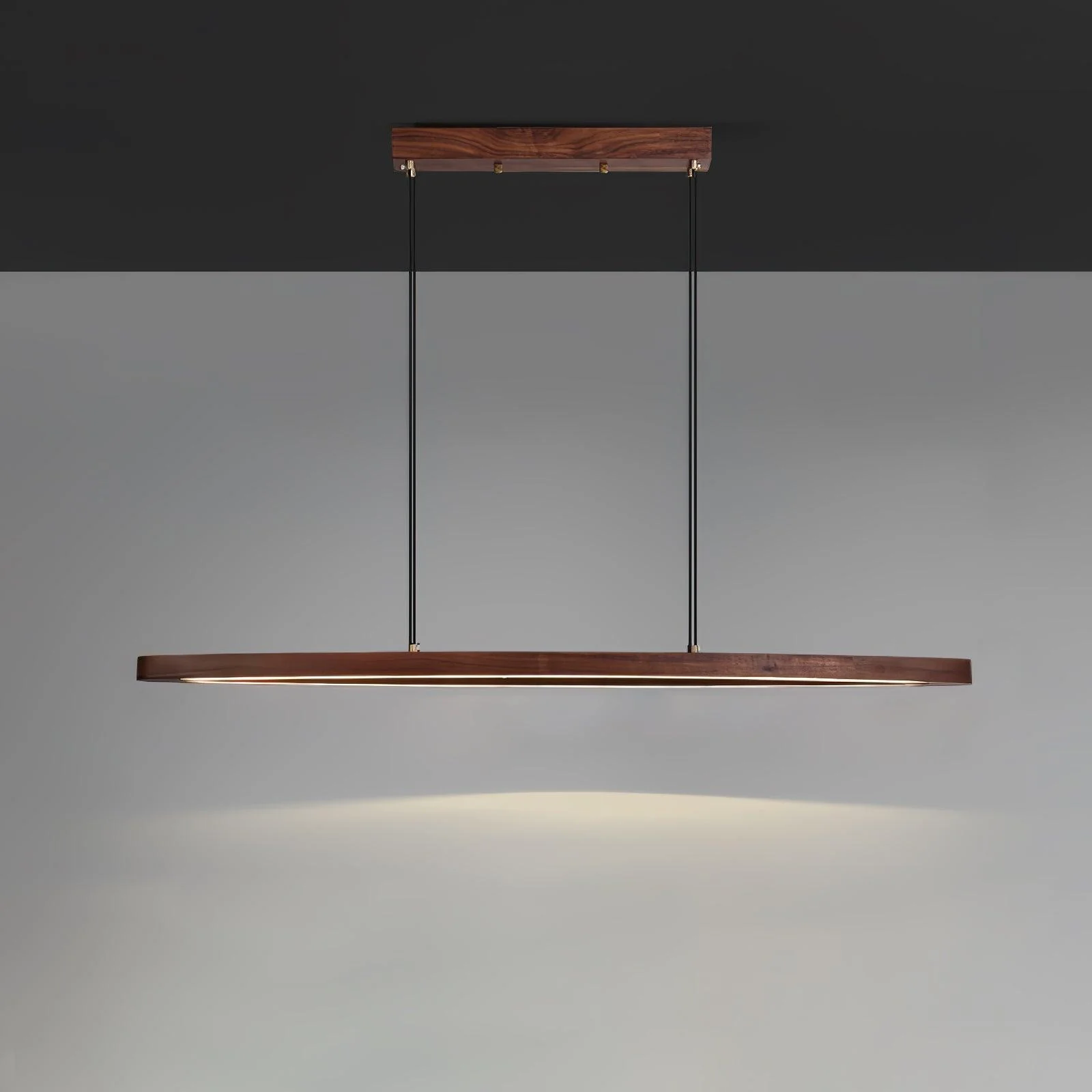 Подвесной светильник Walnut Arc Linear - 90см x 15см x 150см, орех, теплый свет