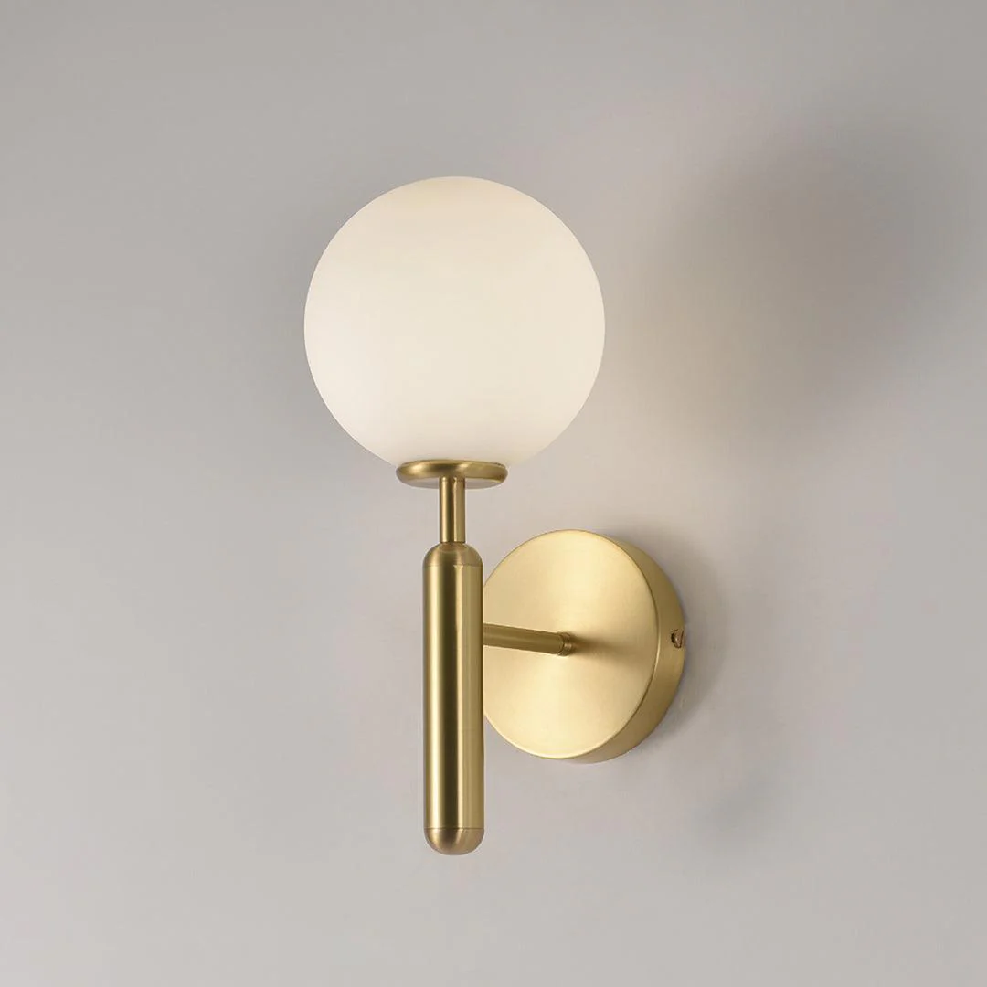 Nordica Wall Lamp - ∅ 5.9″ x H 13.4″ / Dia 15cm x H 34cm Set of 2 / Brass / White