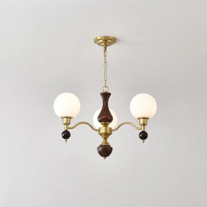 Люстра Globe Orb Wood - 6 плафонов ∅85см x 45см, орех, золотой