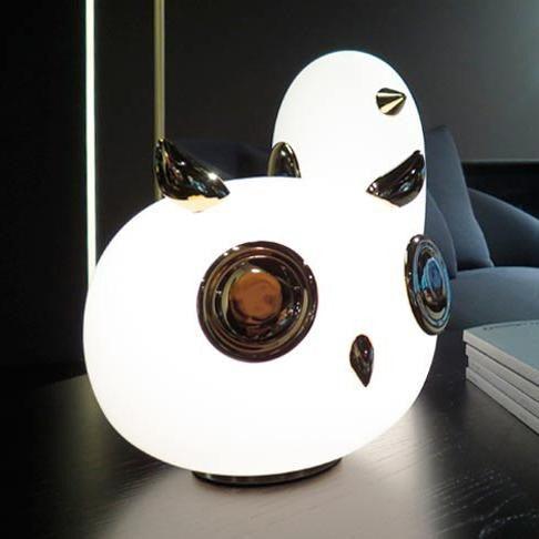 Pet Desk Light - Rabbit: ∅ 8.3″ x H 10.6″ / Dia 21cm x H 27cm / Gold+White / UK plug