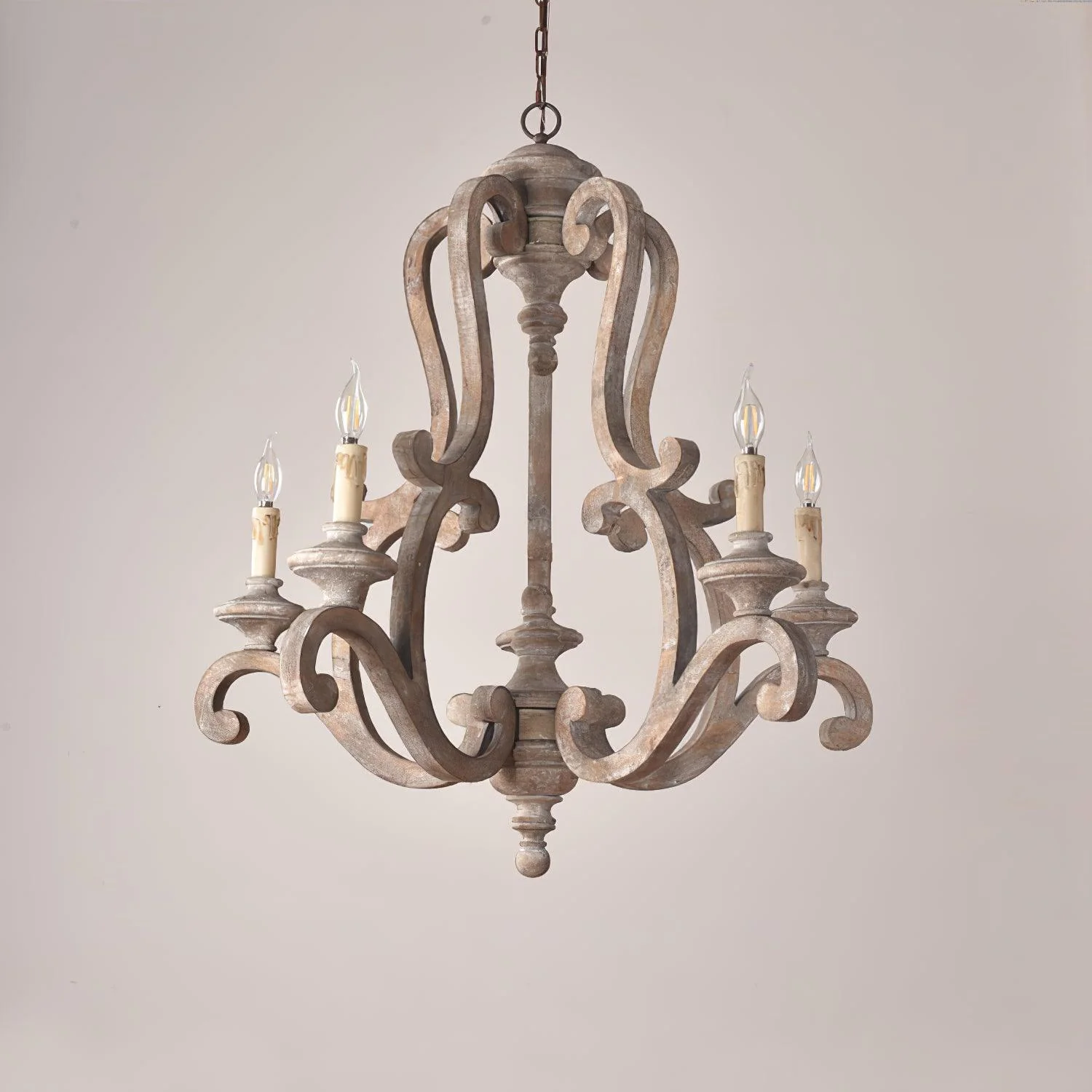 Люстра Parrotuncle Wooden Candle - ∅60см x 70см, белый