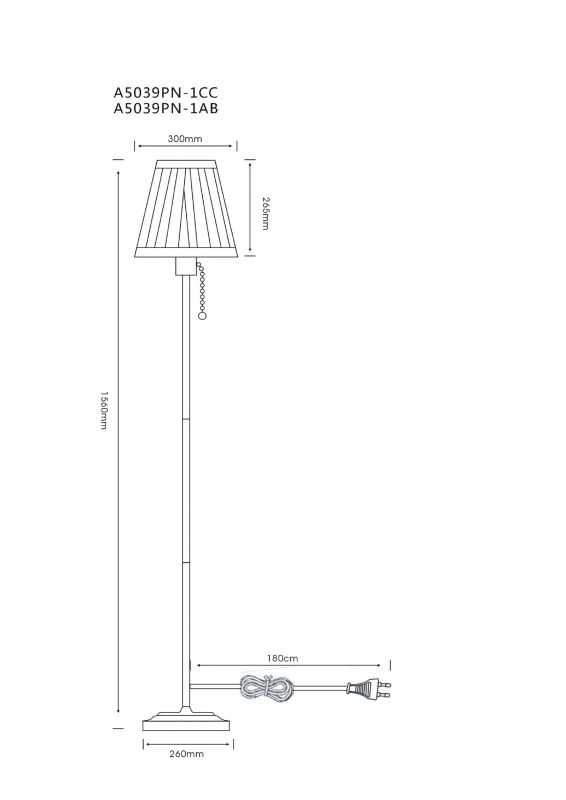 Светильник напольный Arte Lamp Marriot A5039PN-1CC