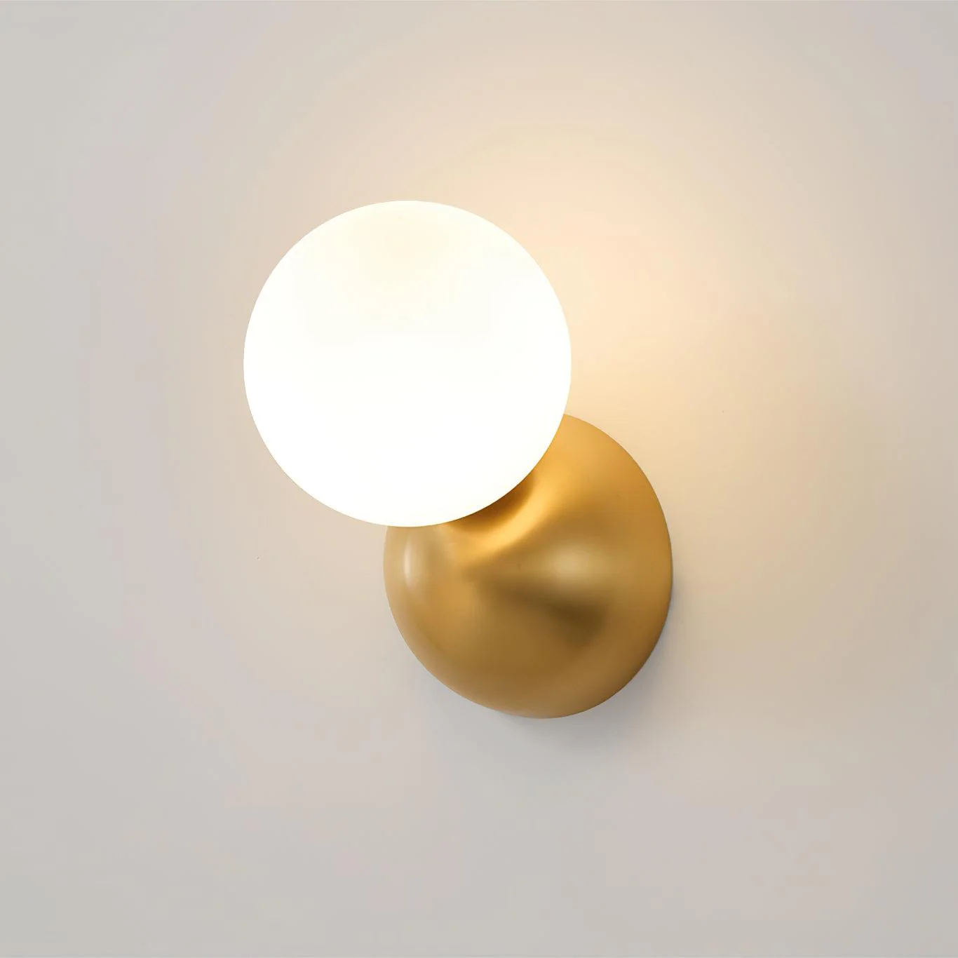 Single Globe Wall Light - Set of 2 / Brass & White