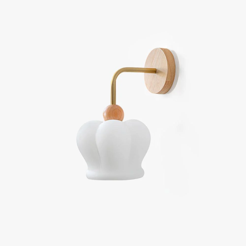 Crown Wall Lamp - Set of 2 / White & Wood color
