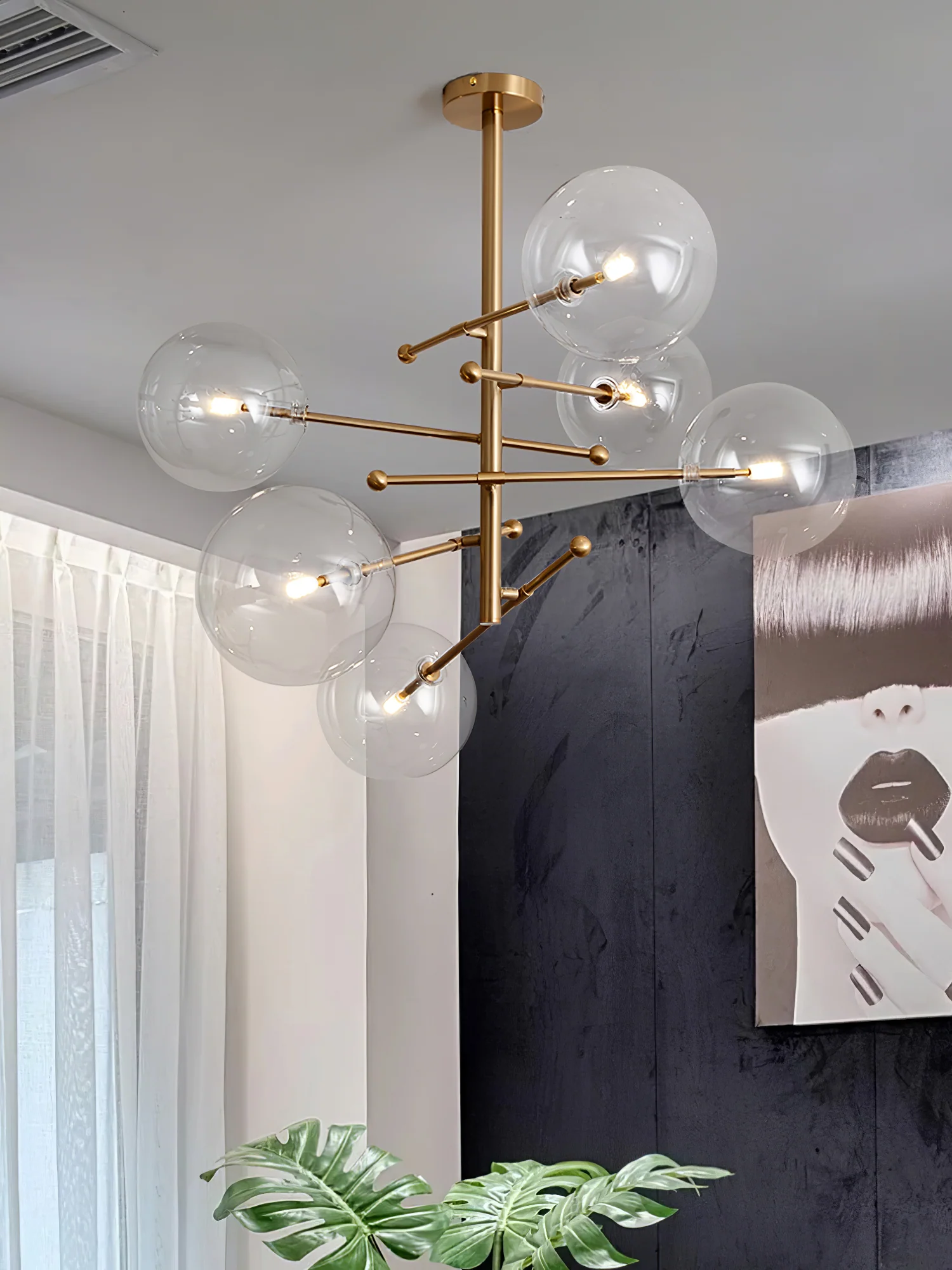 Люстра Glass Globe Mobile - 6 источников света ∅80см x 70см, черный