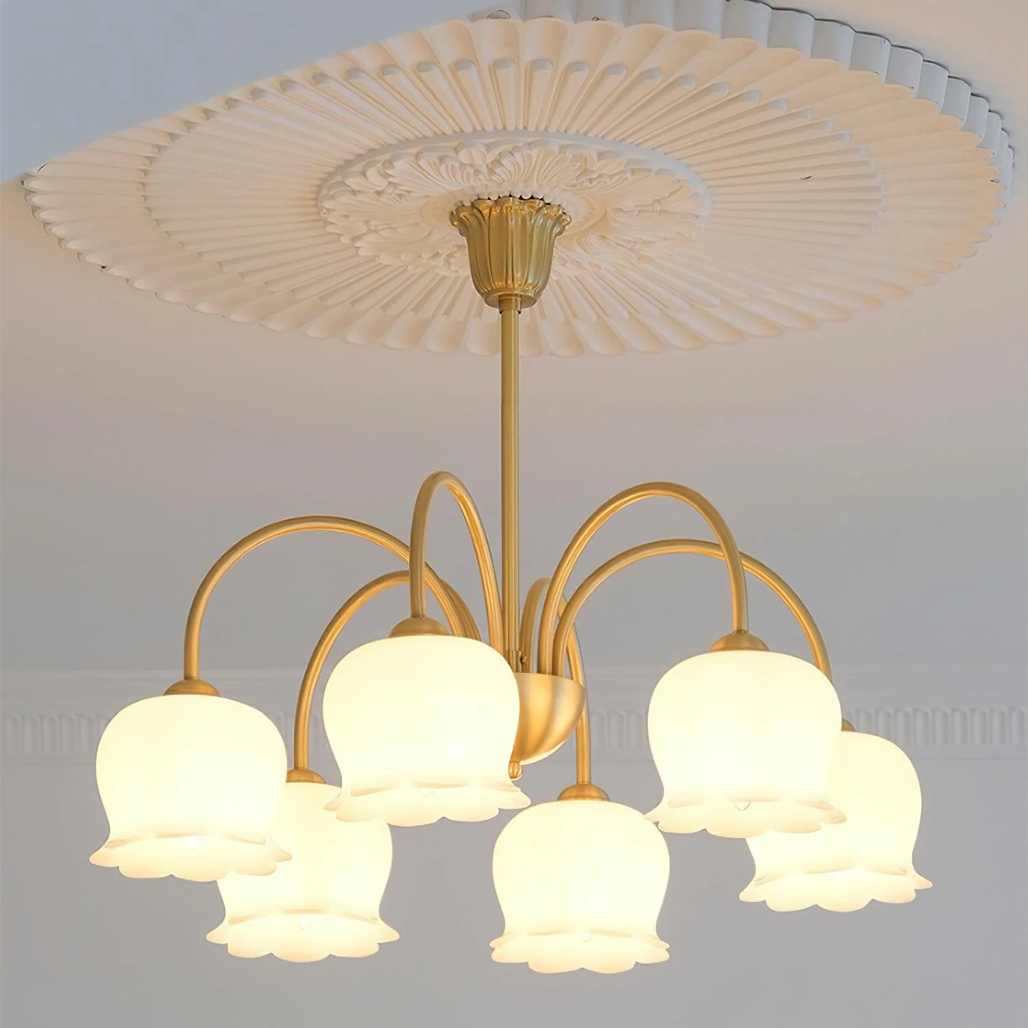 Люстра Orchids Brass - 8 плафонов ∅80см x 58см, латунь, бежевый