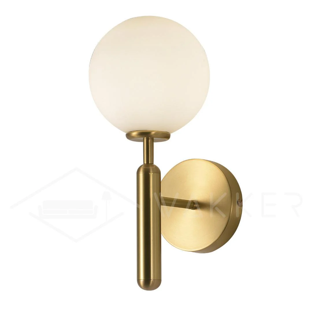 Nordica Wall Lamp - ∅ 5.9″ x H 13.4″ / Dia 15cm x H 34cm Set of 2 / Brass / White