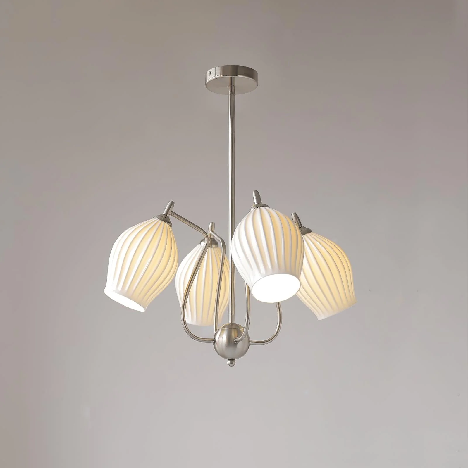 Люстра Ceramic Ribbed - 8 плафонов ∅90см x 47см, песочный никель