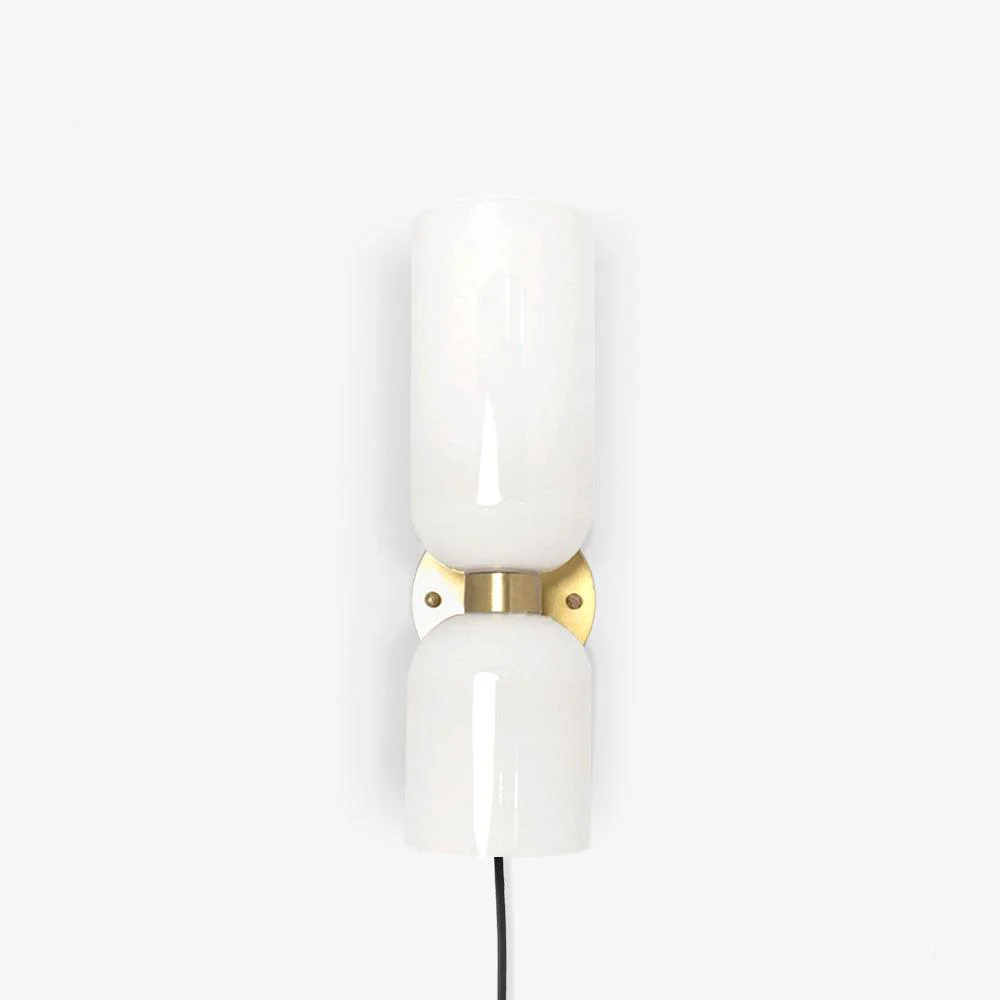Настенный светильник Edie Plug-In - ∅12см x 35см, сатин-латунь, серое стекло